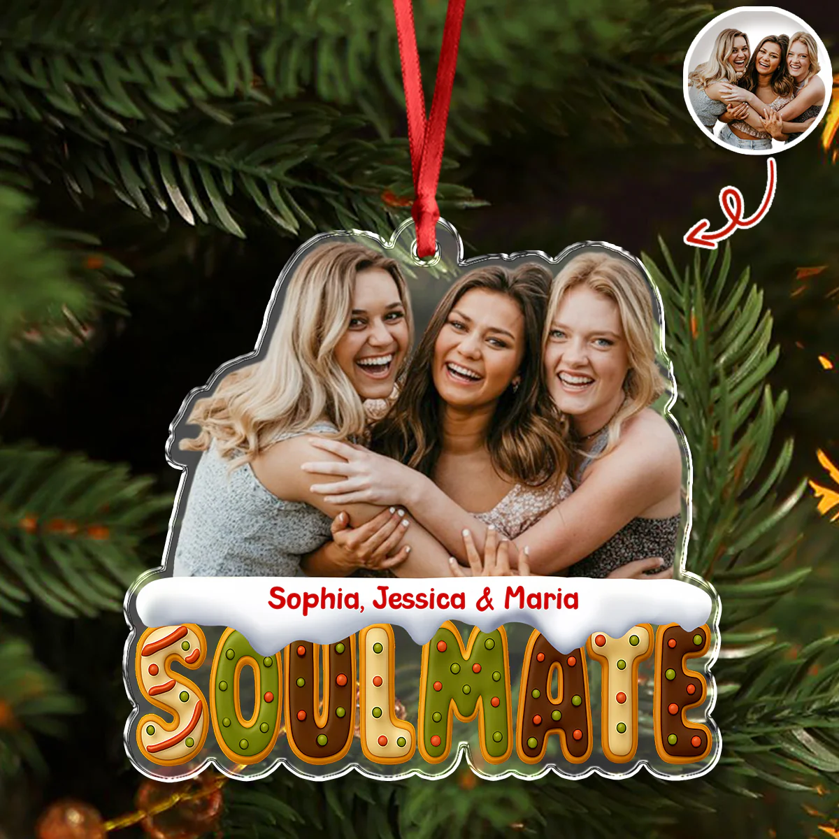 Custom Funny Photo Bestie Photo Christmas Cake Cookie Acrylic Ornament LM32 895939 - Image 5