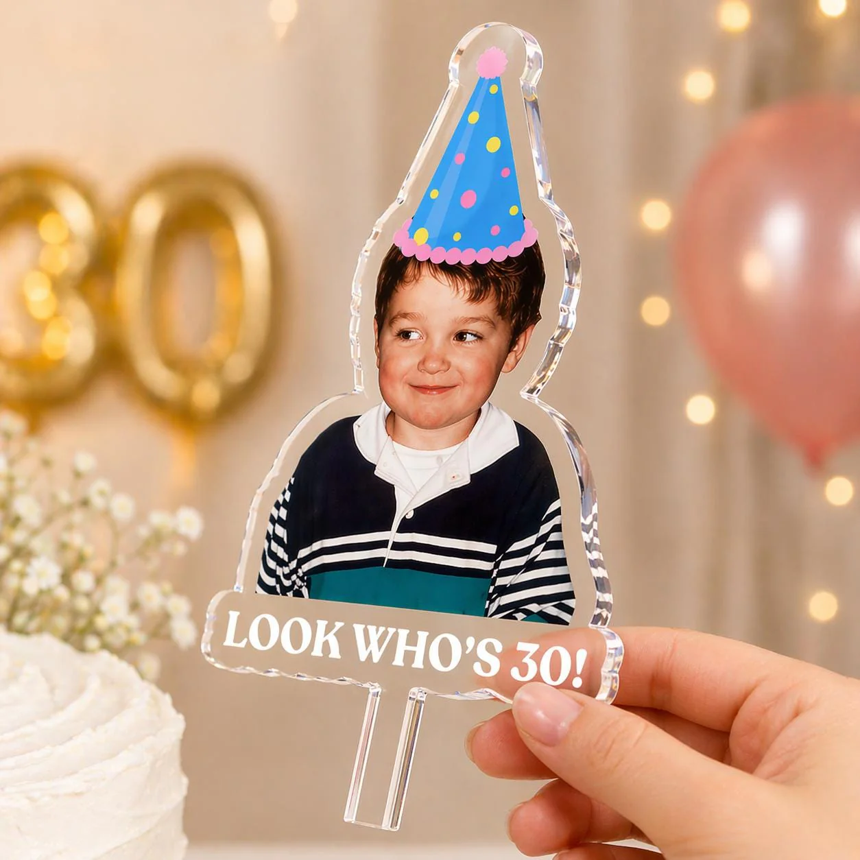 Custom Funny Photo Look Who's 30th 40th 50th Birthday Acrylic Cake Topper LM32 899915 - Image 4