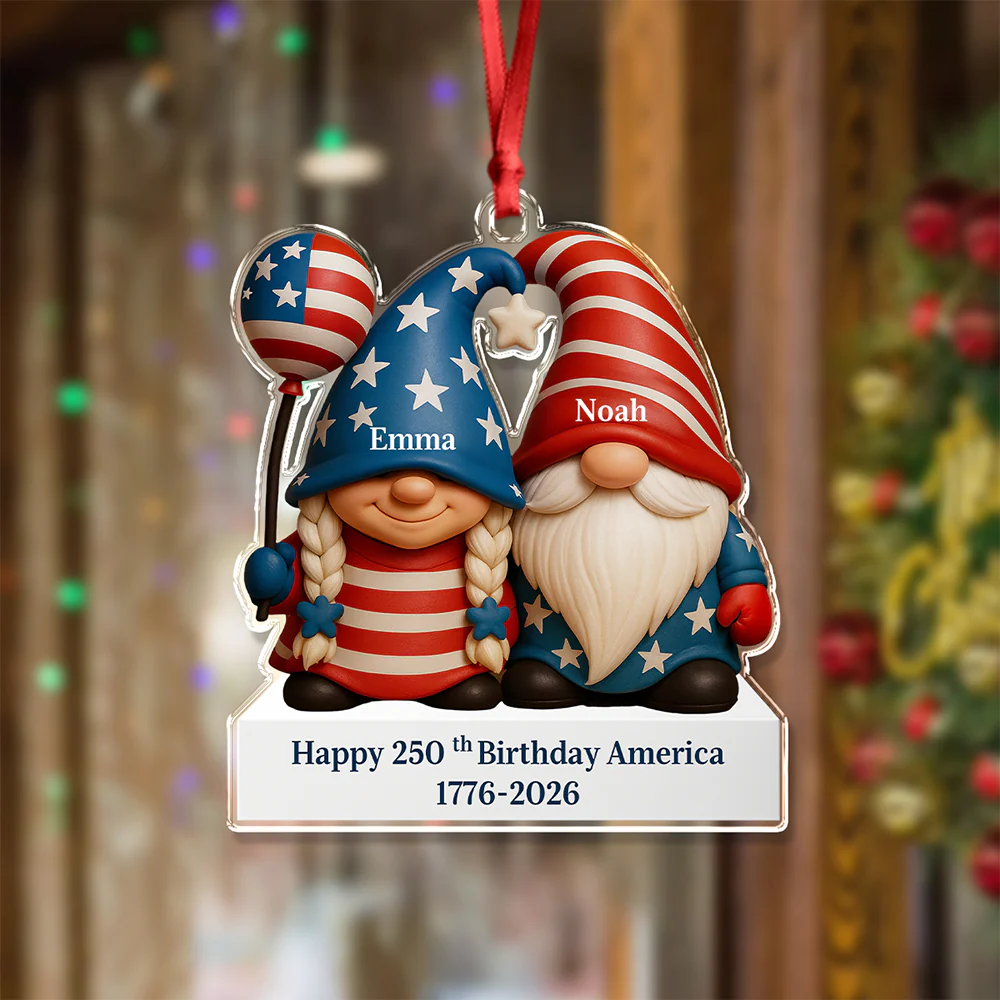Custom Gnome Couple Happy 250th Anniversary American Acrylic Ornament LM32 897239 - Image 6