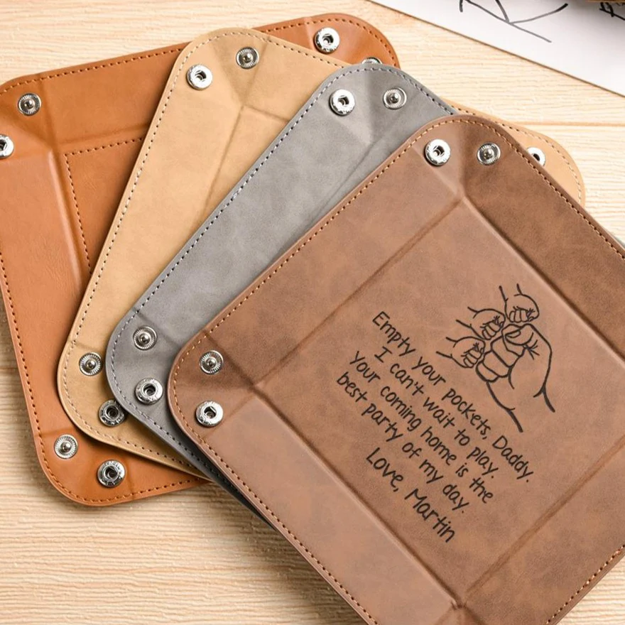 Custom Initial Name Father's Day Gift Leather Valet Tray, Catch All Tray Gifts for Dad LM32 899249 - Image 5