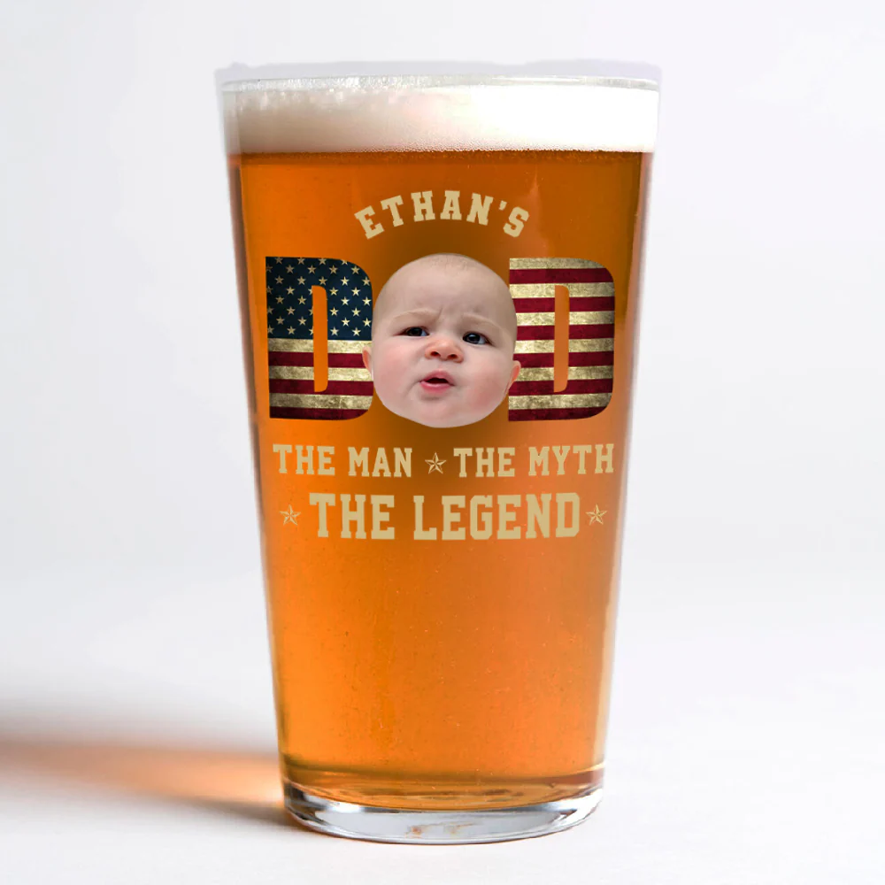 Custom Kid Photo - Dad, The Man The Myth The Legend Dad Beer Glass LM32 893531 - Image 8