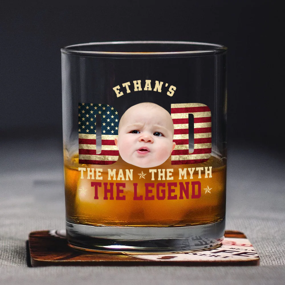 Custom Kid Photo - Dad, The Man The Myth The Legend Dad Whiskey Glass LM32 893539 - Image 5