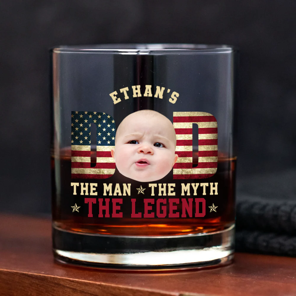 Custom Kid Photo - Dad, The Man The Myth The Legend Dad Whiskey Glass LM32 893539 - Image 6