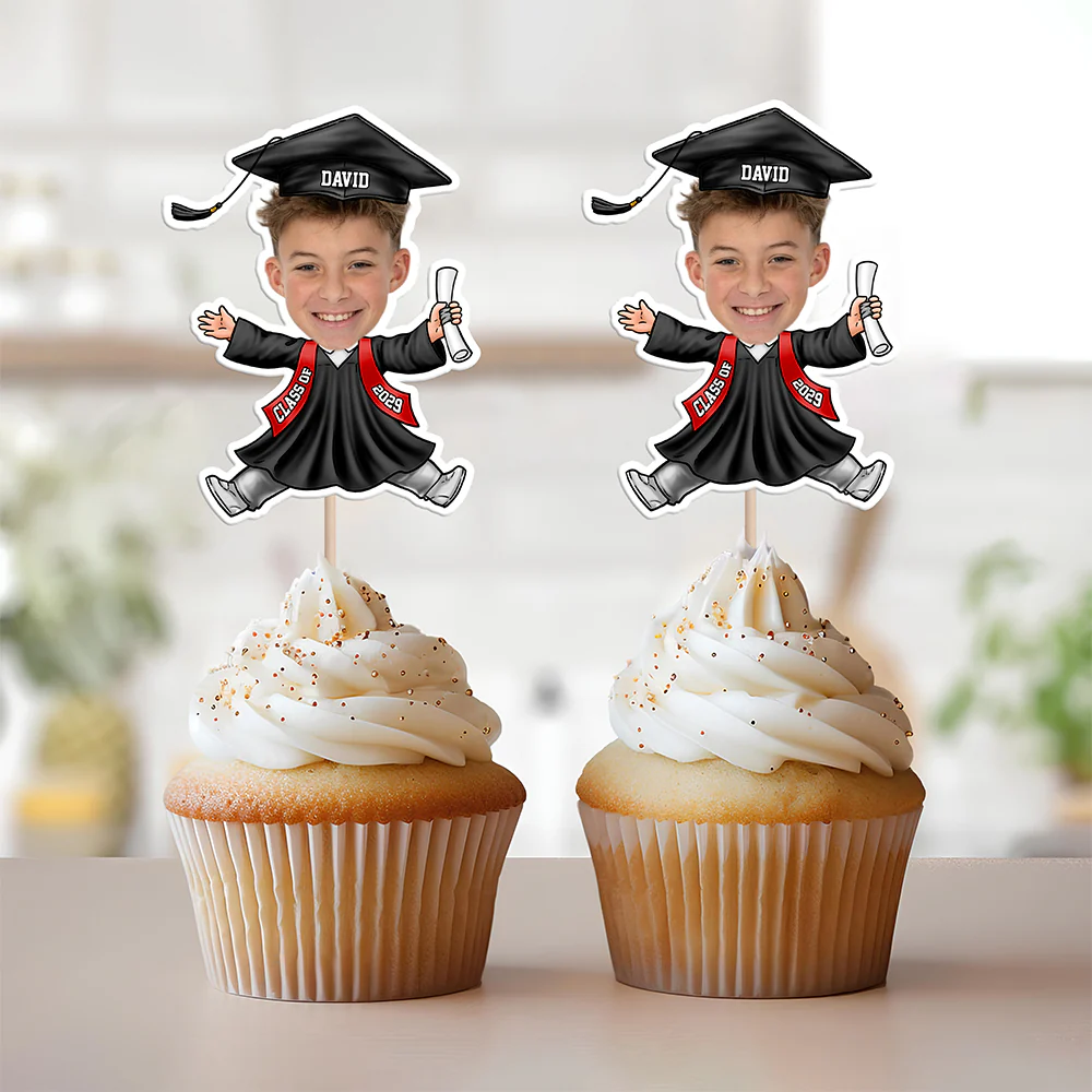Custom Kids Face Class of 2026 Graduation Decoration Funny Cupcake Toppers LM32 893289 - Image 5