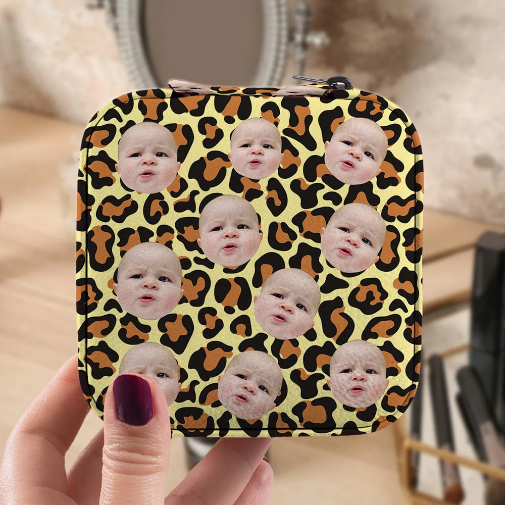 Custom Kids Face Leopard Pattern Jewelry Travel Box HA75 891889 - Image 2
