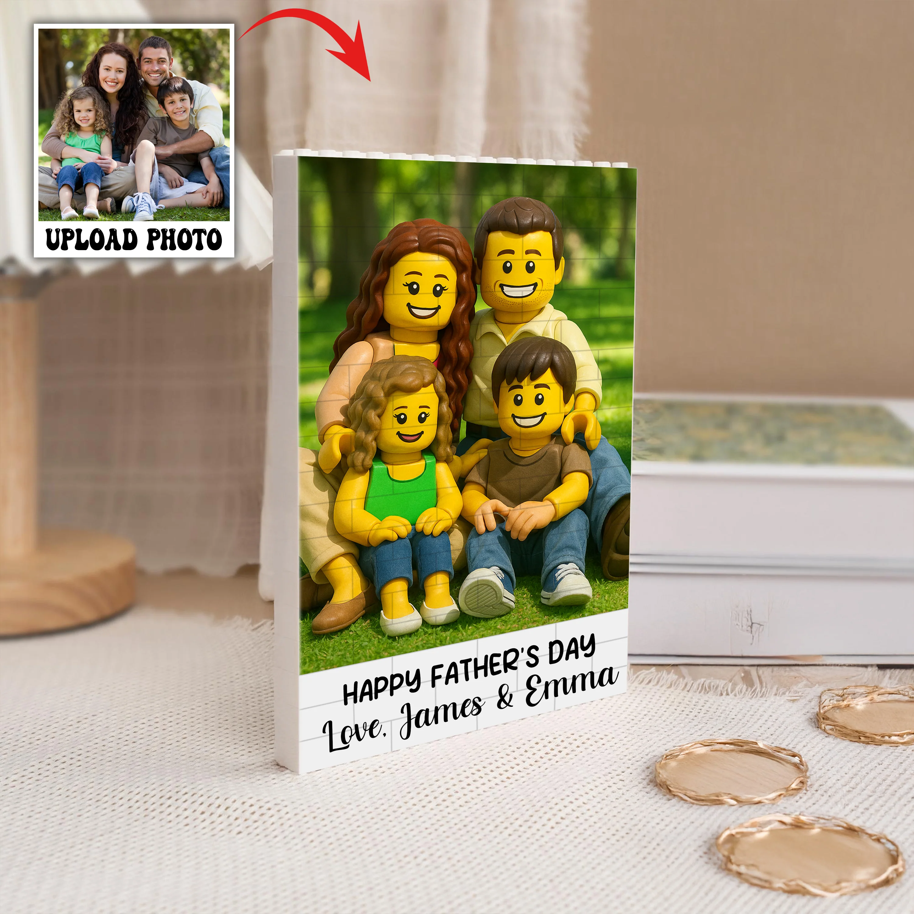 Custom Lego Photo Dad - Kid Family Rectangle Shaped Building Brick Blocks Gift LM32 893563 - Image 2