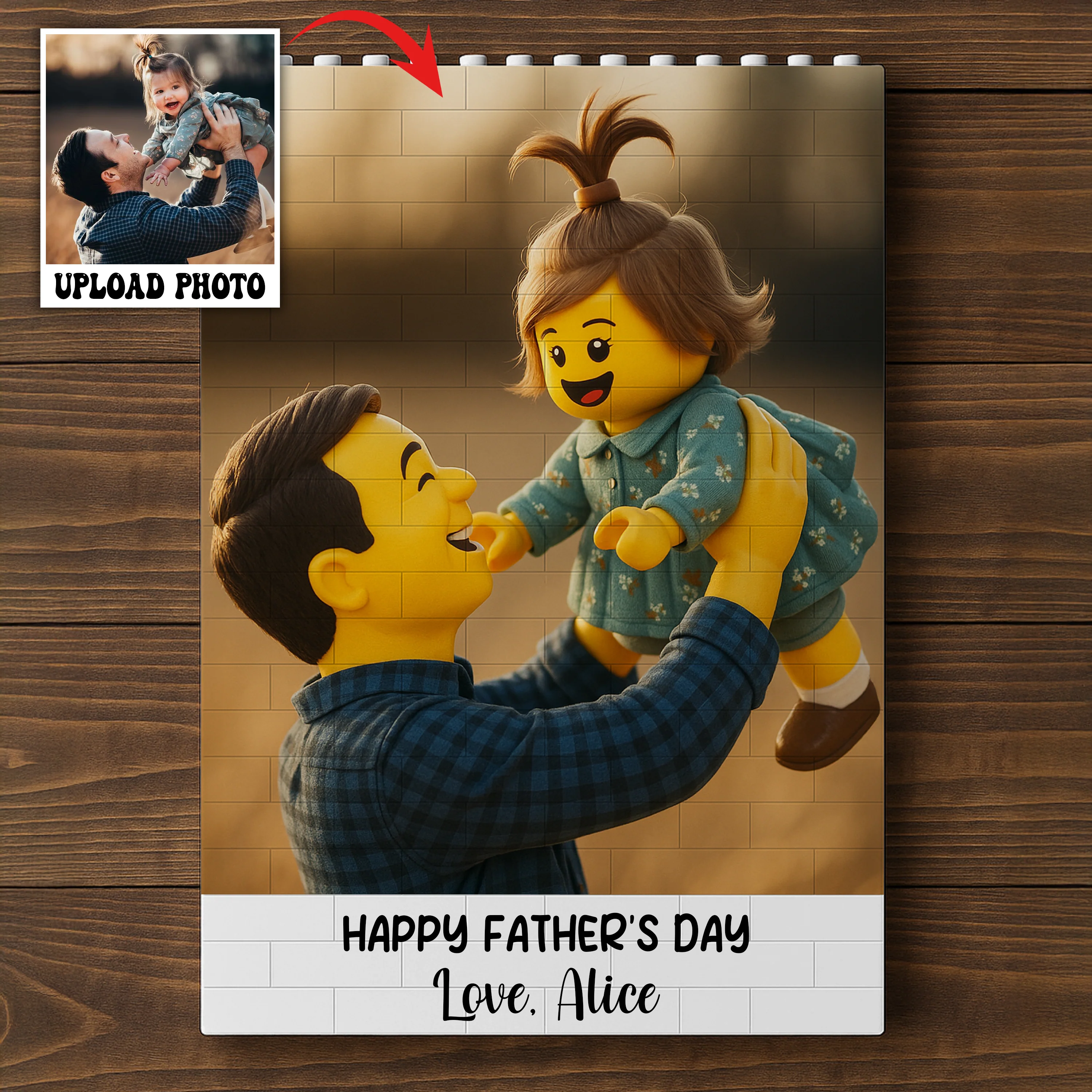 Custom Lego Photo Dad - Kid Family Rectangle Shaped Building Brick Blocks Gift LM32 893563 - Image 4