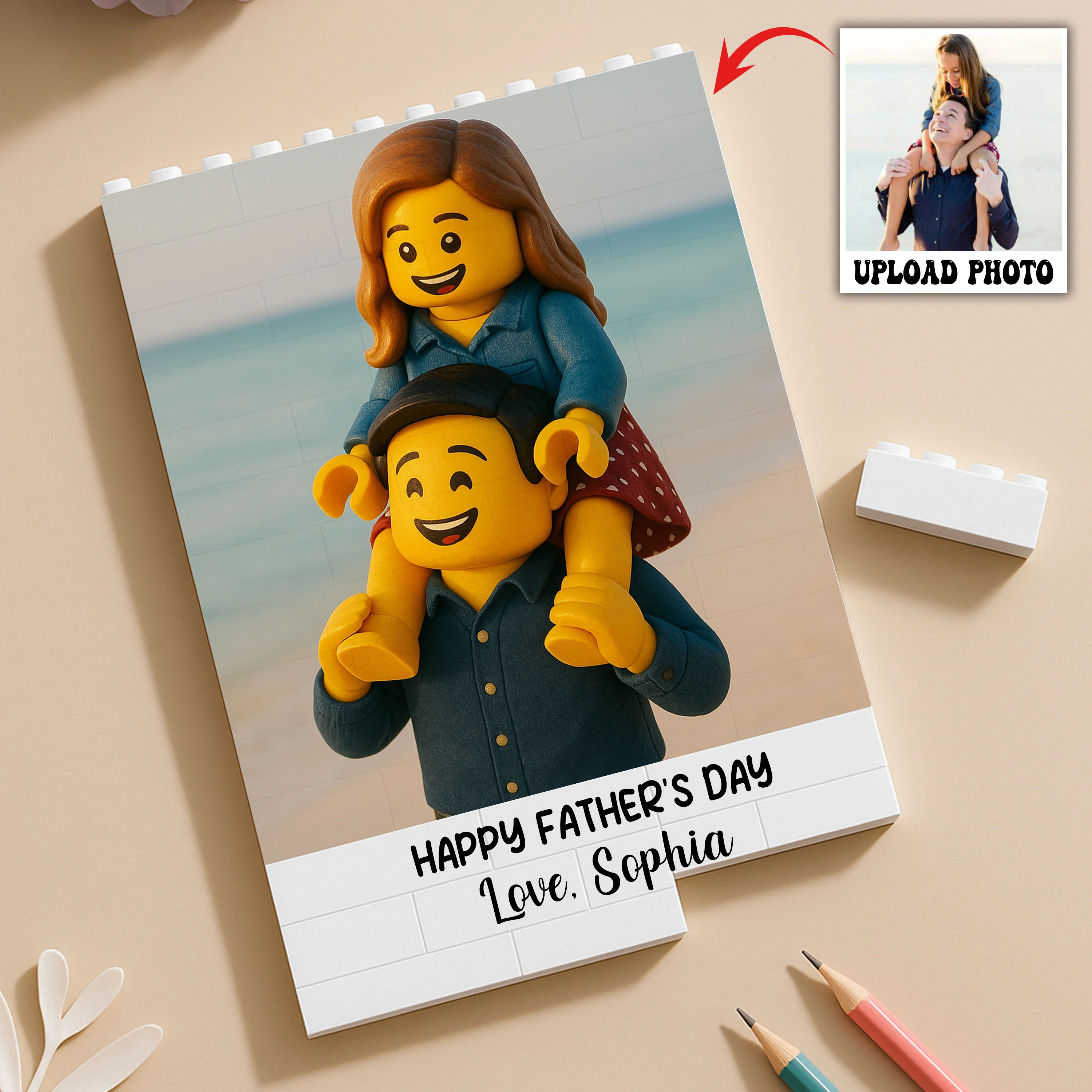Custom Lego Photo Dad - Kid Family Rectangle Shaped Building Brick Blocks Gift LM32 893563 - Image 5