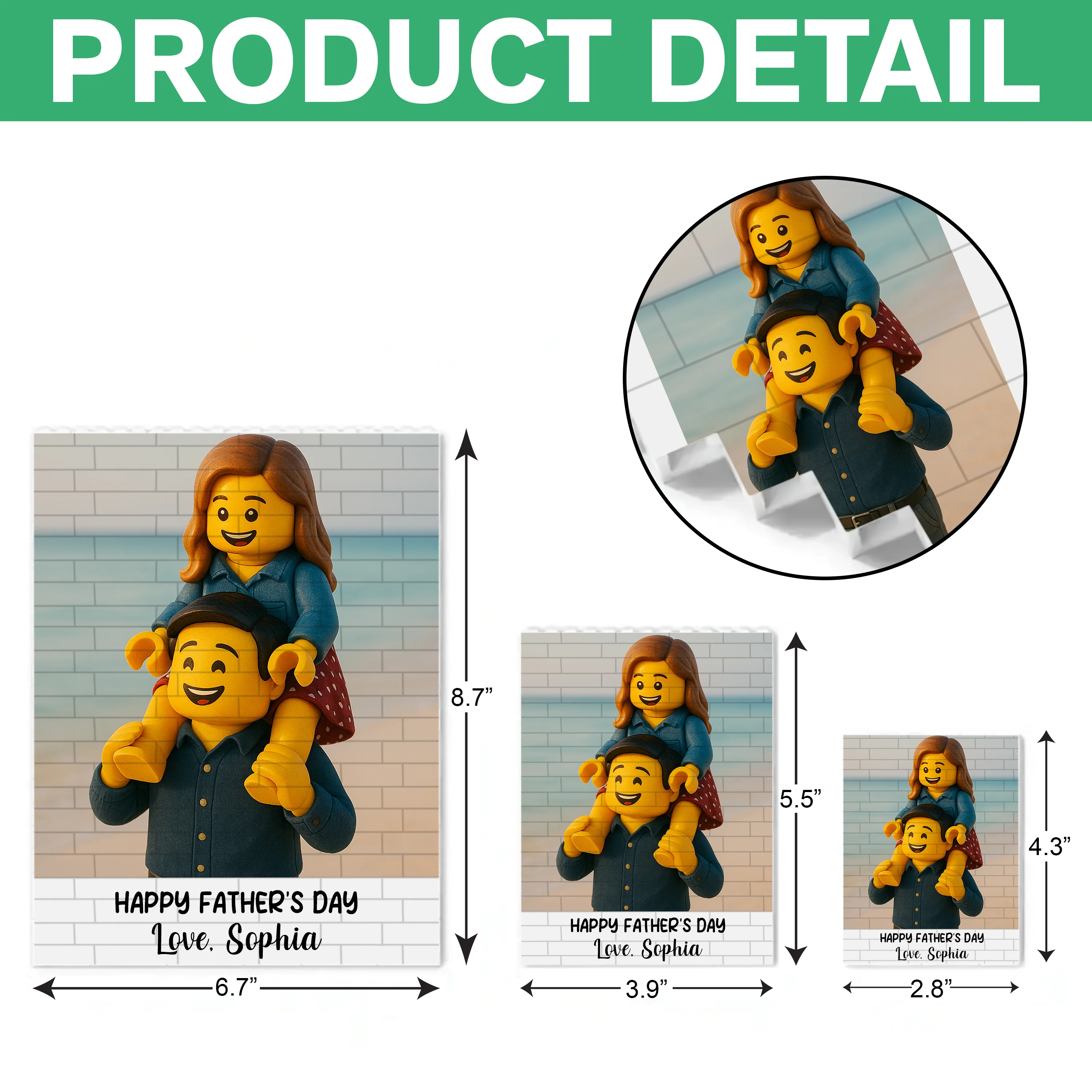 Custom Lego Photo Dad - Kid Family Rectangle Shaped Building Brick Blocks Gift LM32 893563 - Image 7