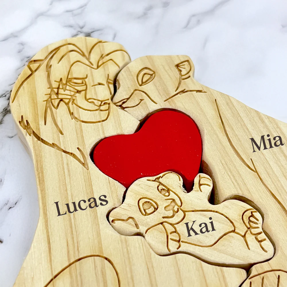 Custom Lion Family Shaped Wooden Puzzle Father's Day Gift LM32 893505 - Image 2