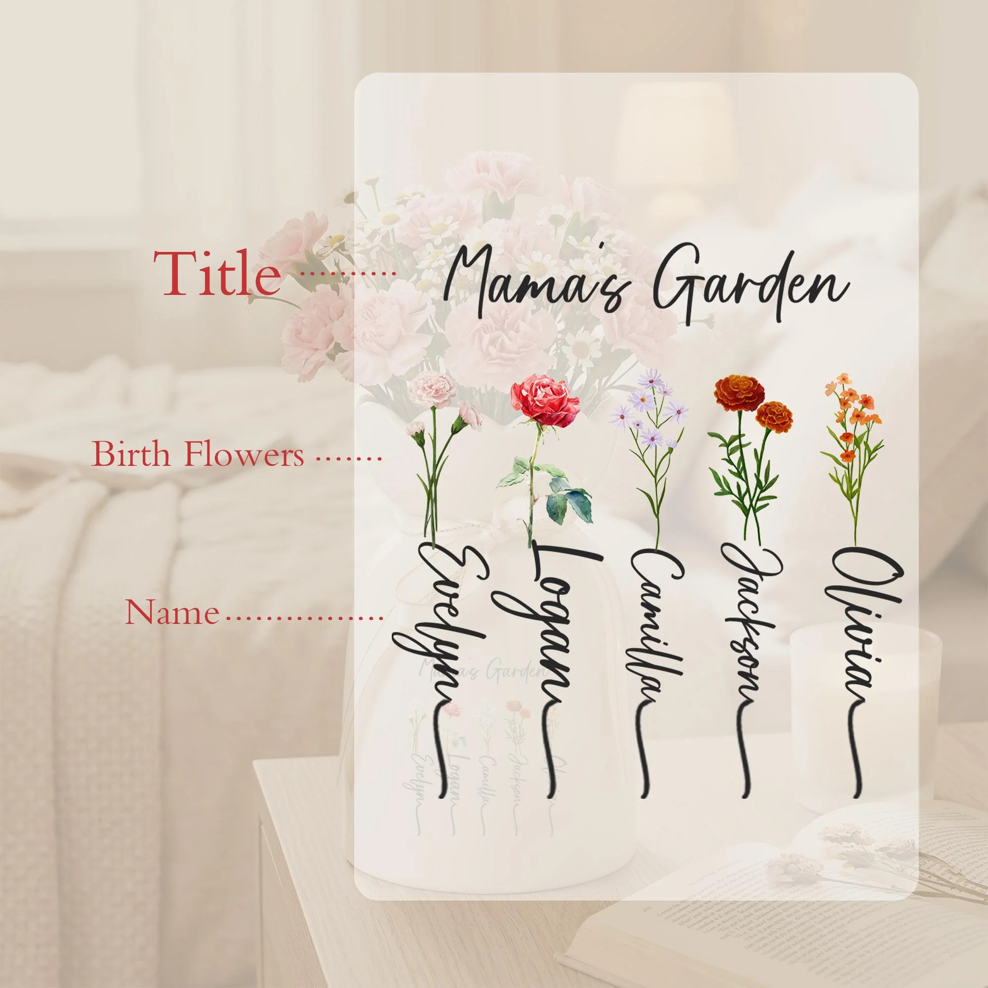 Custom Mama’s Garden Birth Month Flower Ceramic Vase, Mother’s Day Gift from Kids LM32 899721 - Image 3