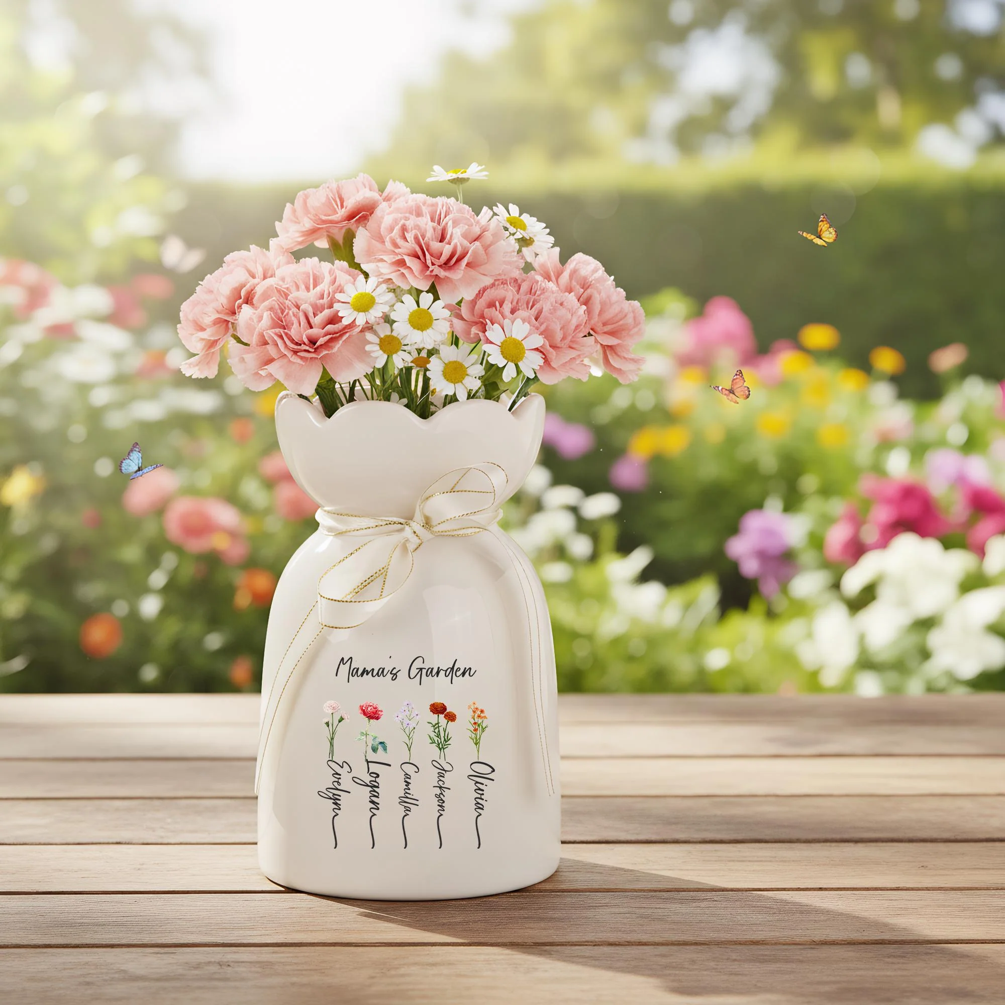 Custom Mama’s Garden Birth Month Flower Ceramic Vase, Mother’s Day Gift from Kids LM32 899721 - Image 5