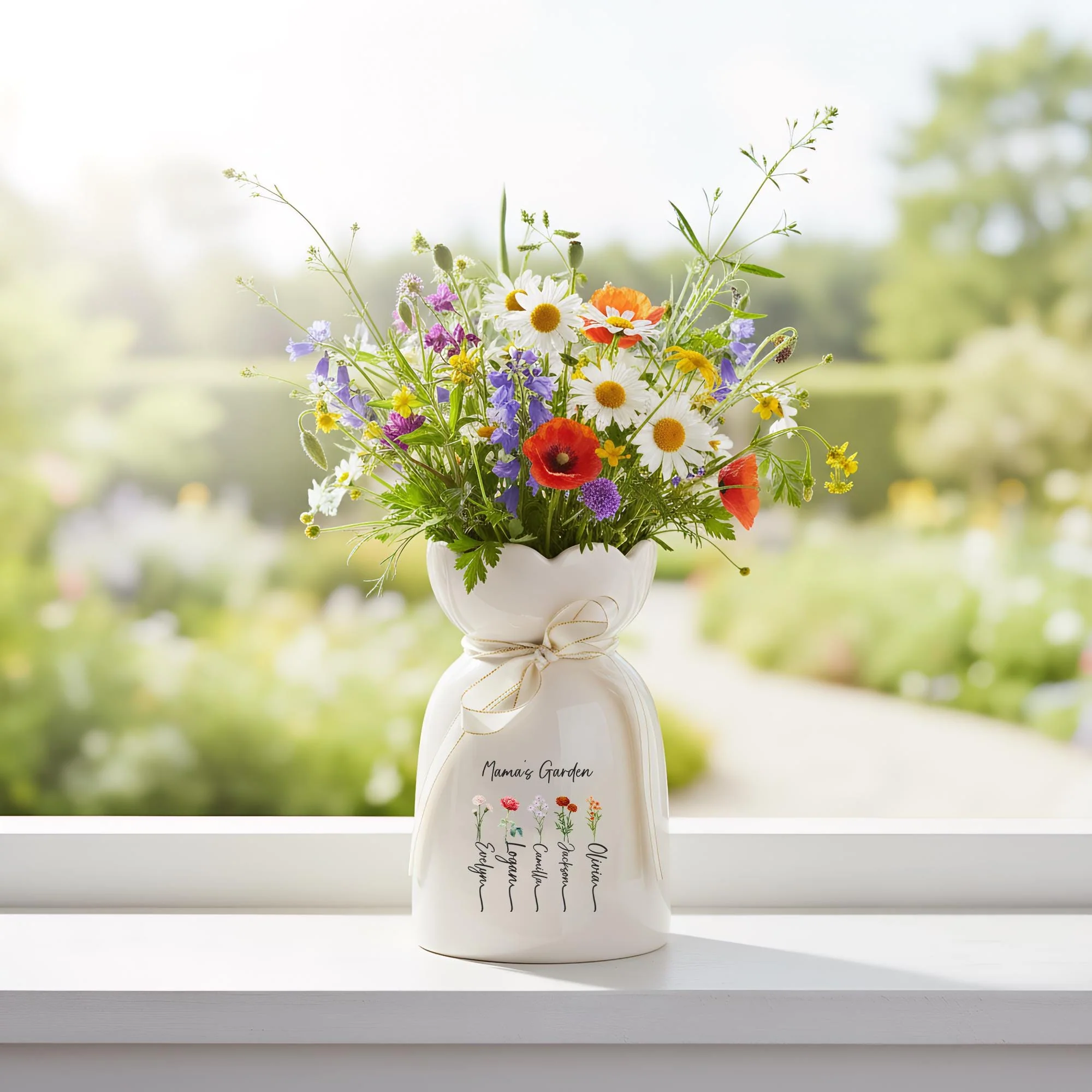 Custom Mama’s Garden Birth Month Flower Ceramic Vase, Mother’s Day Gift from Kids LM32 899721 - Image 6