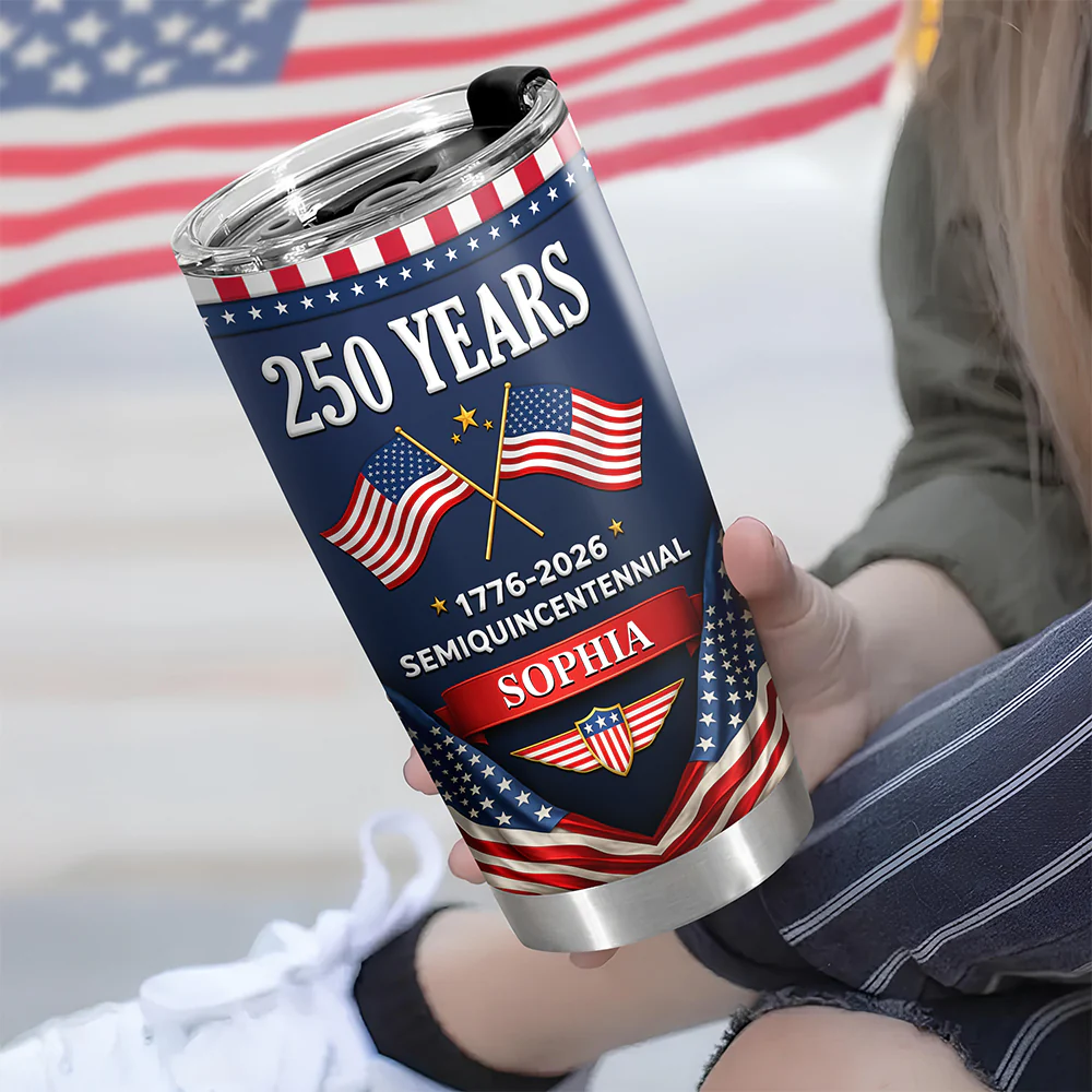 Custom Name 250 Years Semiquincentennial 1776-2026 America Fat Tumbler LM32 899585 - Image 2