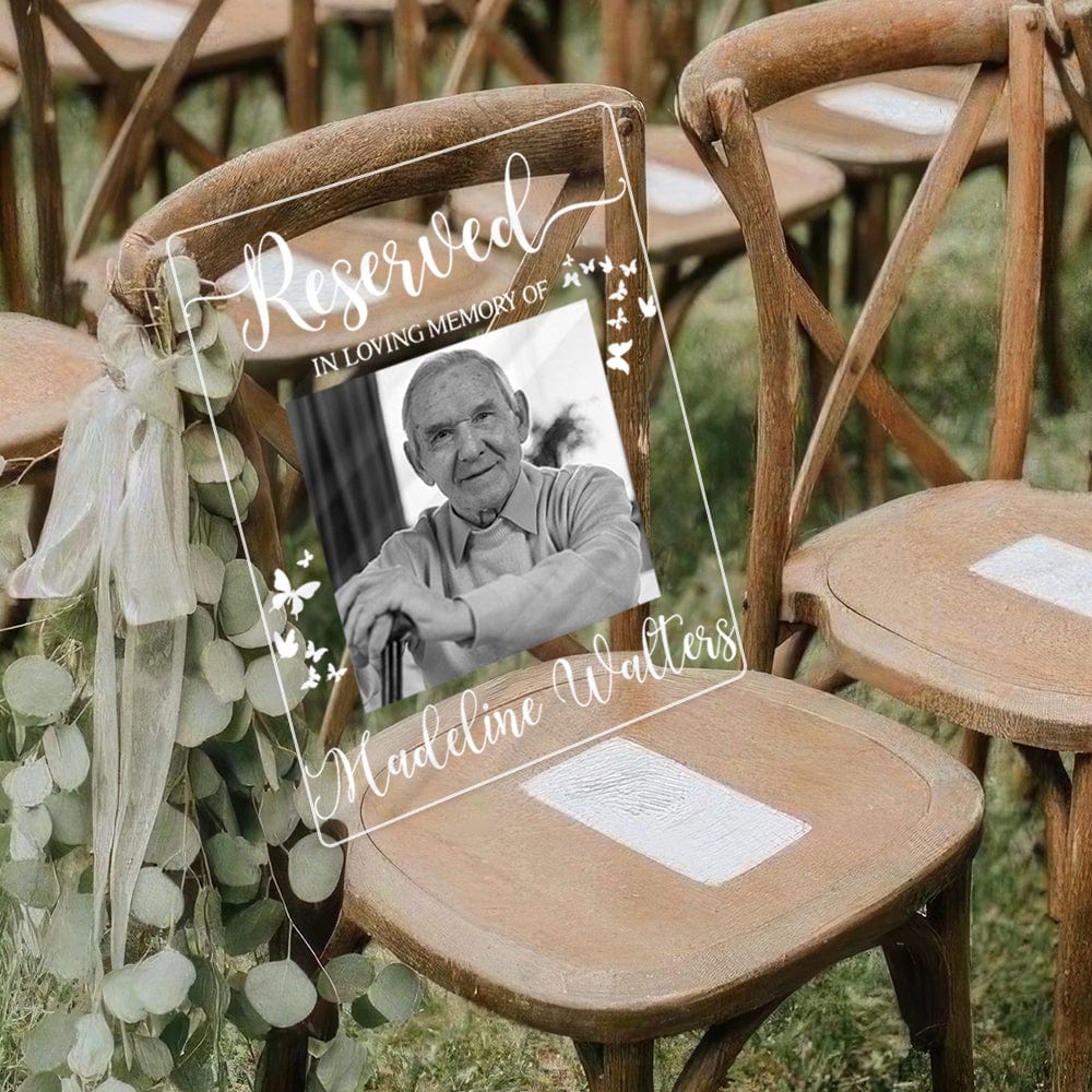 Custom Name and Photo Reserved In Loving Memory - Memorial Plaque Wedding Sign TH10 891721 - Image 3