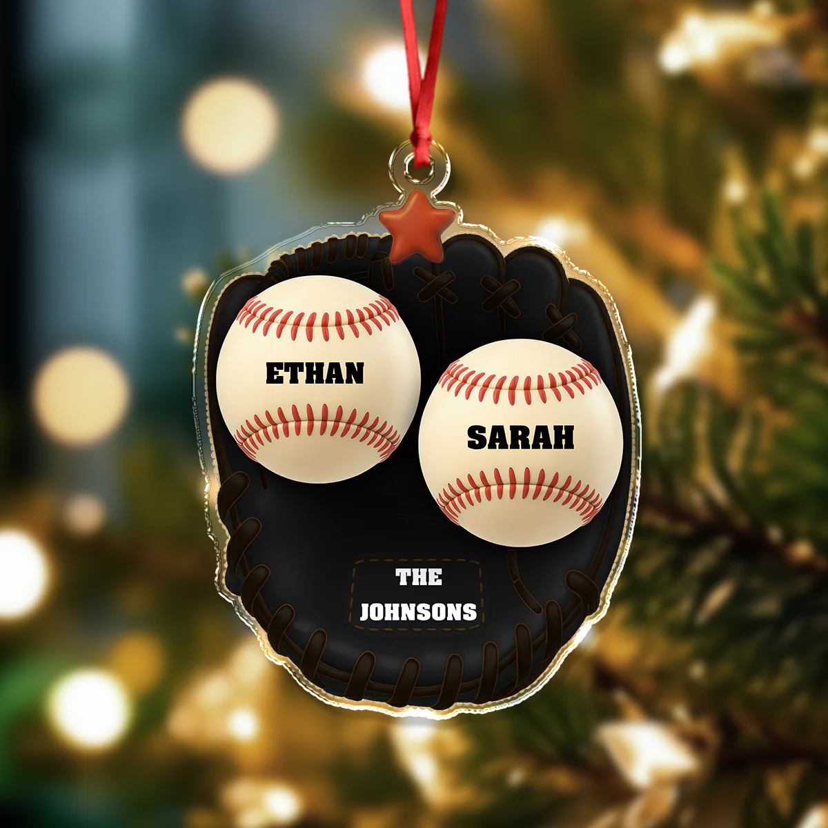 Custom Name Baseball Family Gloves Acrylic Ornament For Sport Lovers LM32 895587 - Image 2