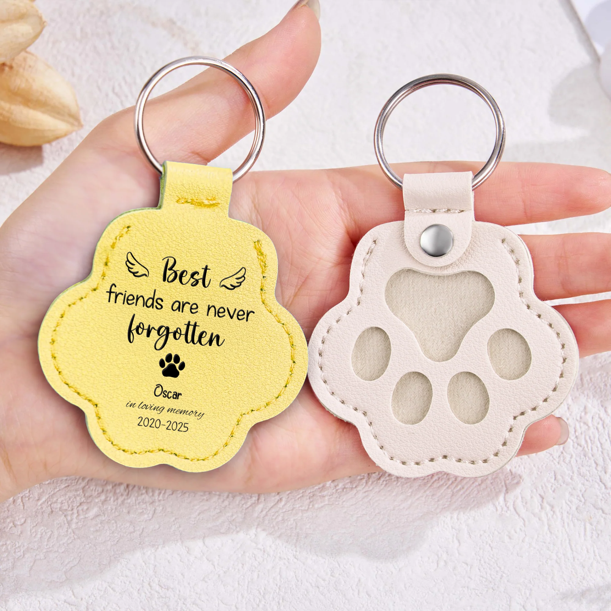 Custom Name Best Friends Are Never Forgotten Leather Paw Keychain LM32 895737 - Image 5