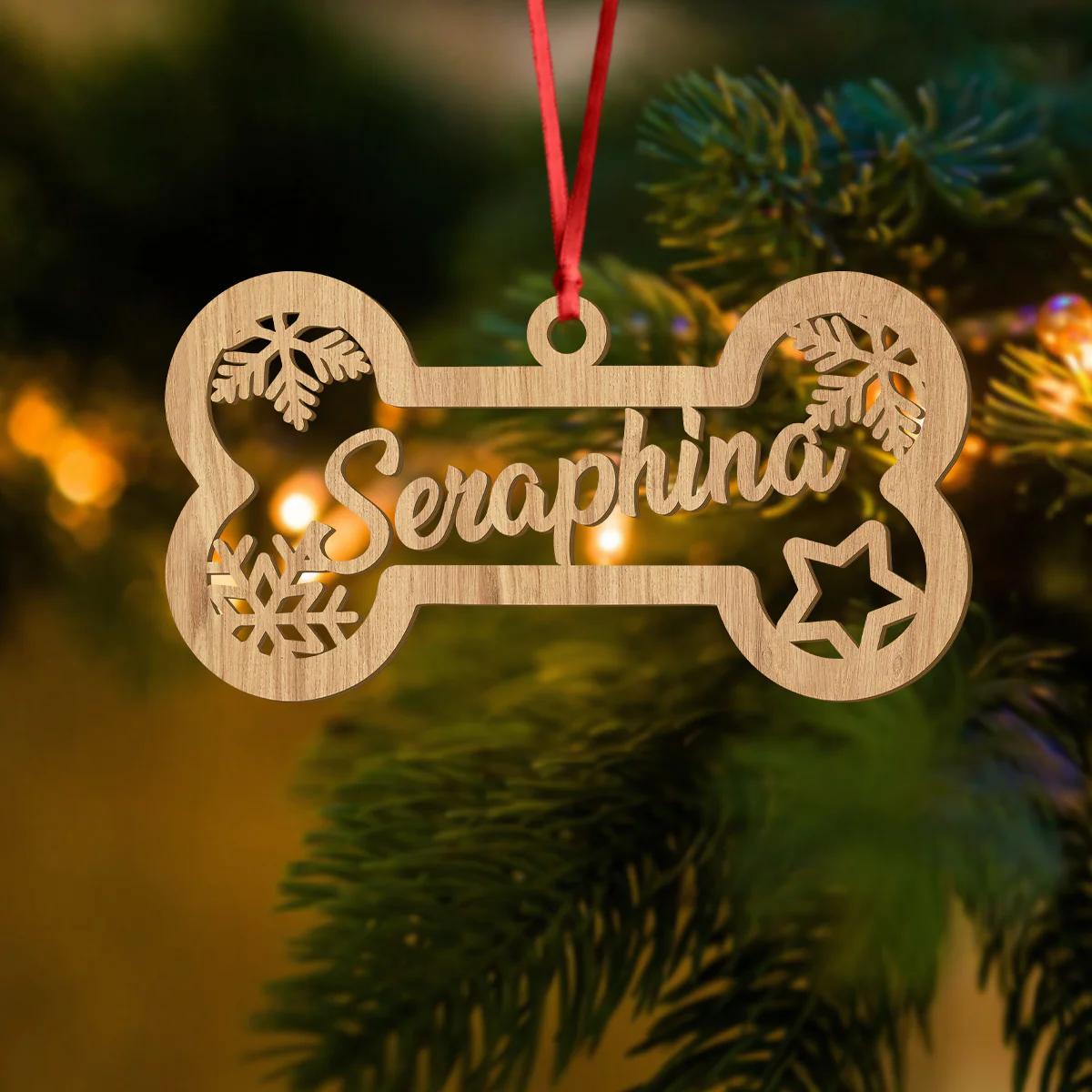 Custom Name Cute Pet With Paw Christmas Gift Wooden Ornament LM32 897339 - Image 5