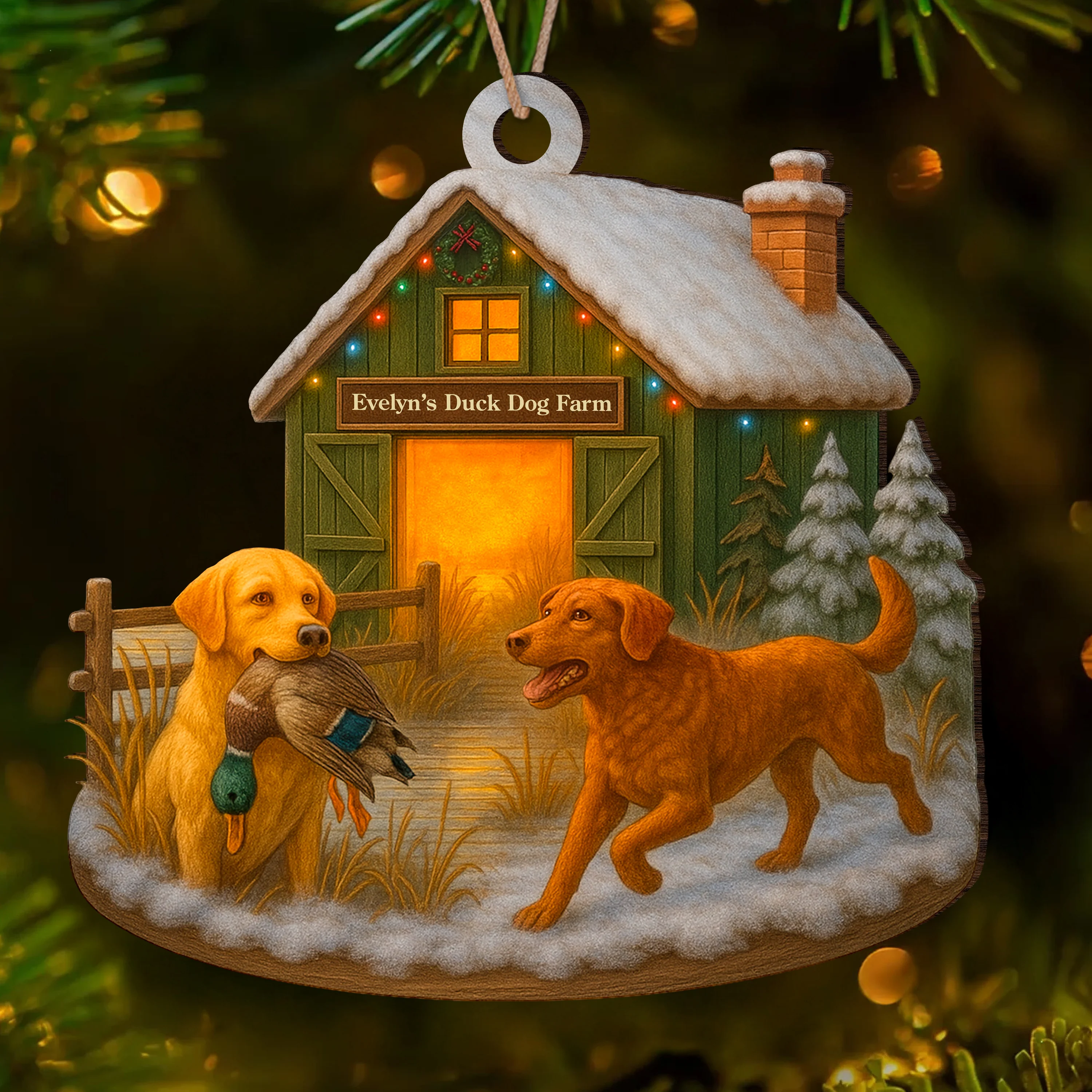 Custom Name Duck Hunting Dog Farm Wood Ornament – Christmas Gifts LM32 893889 - Image 3