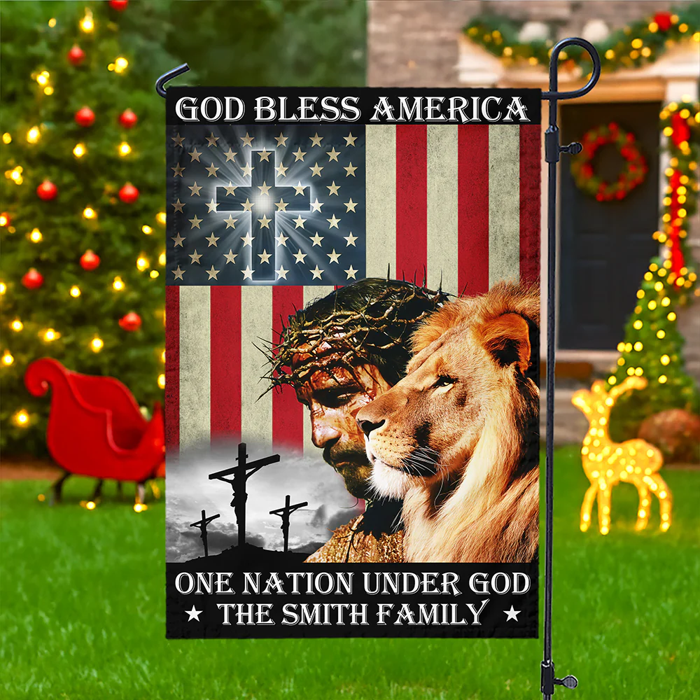 Custom Name God Bless American - One Nation Under God Garden Flag LM32 897223 - Image 2
