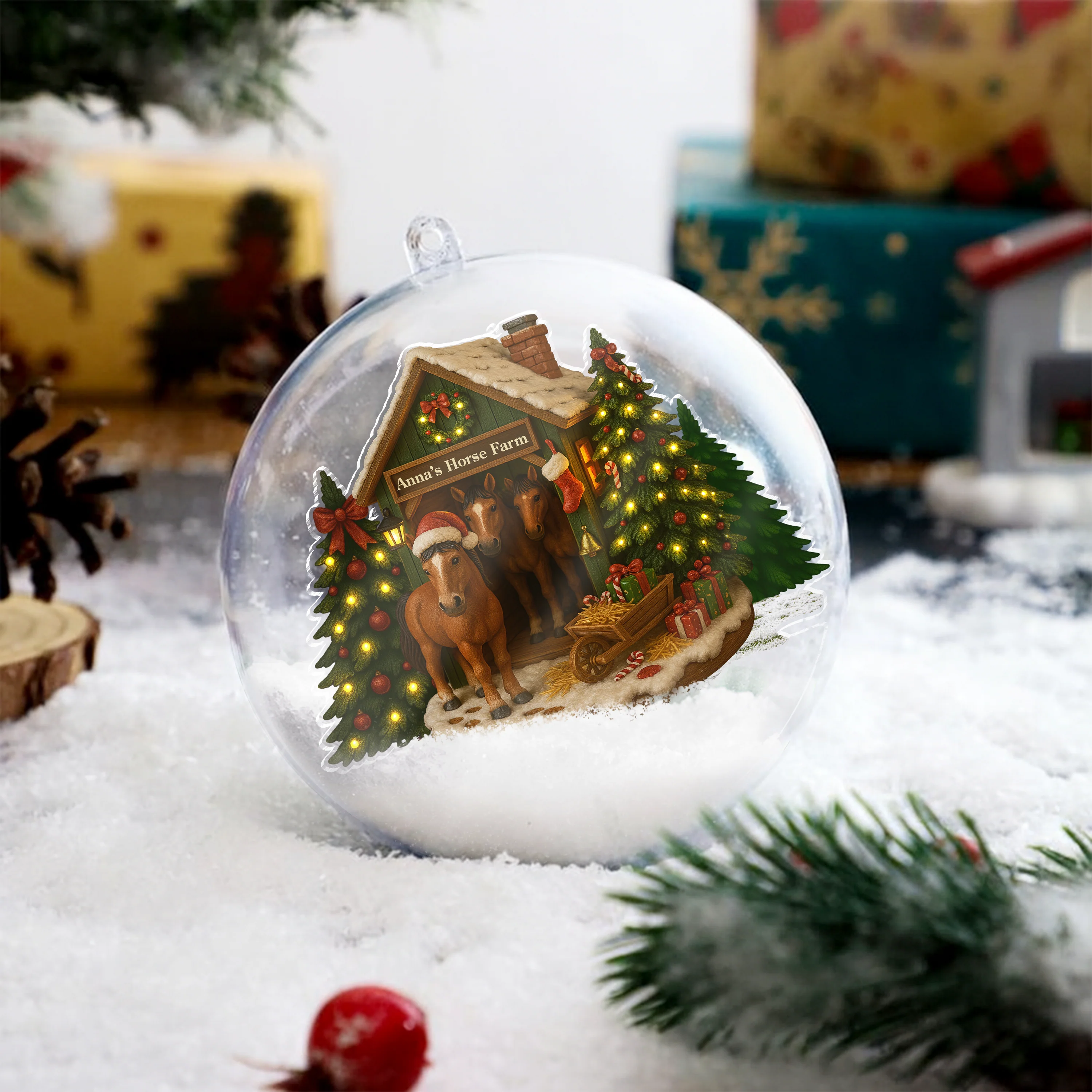 Custom Name Horse Farm 3D Ball Ornament – Christmas Gifts For Farmhouse LM32 897117 - Image 2
