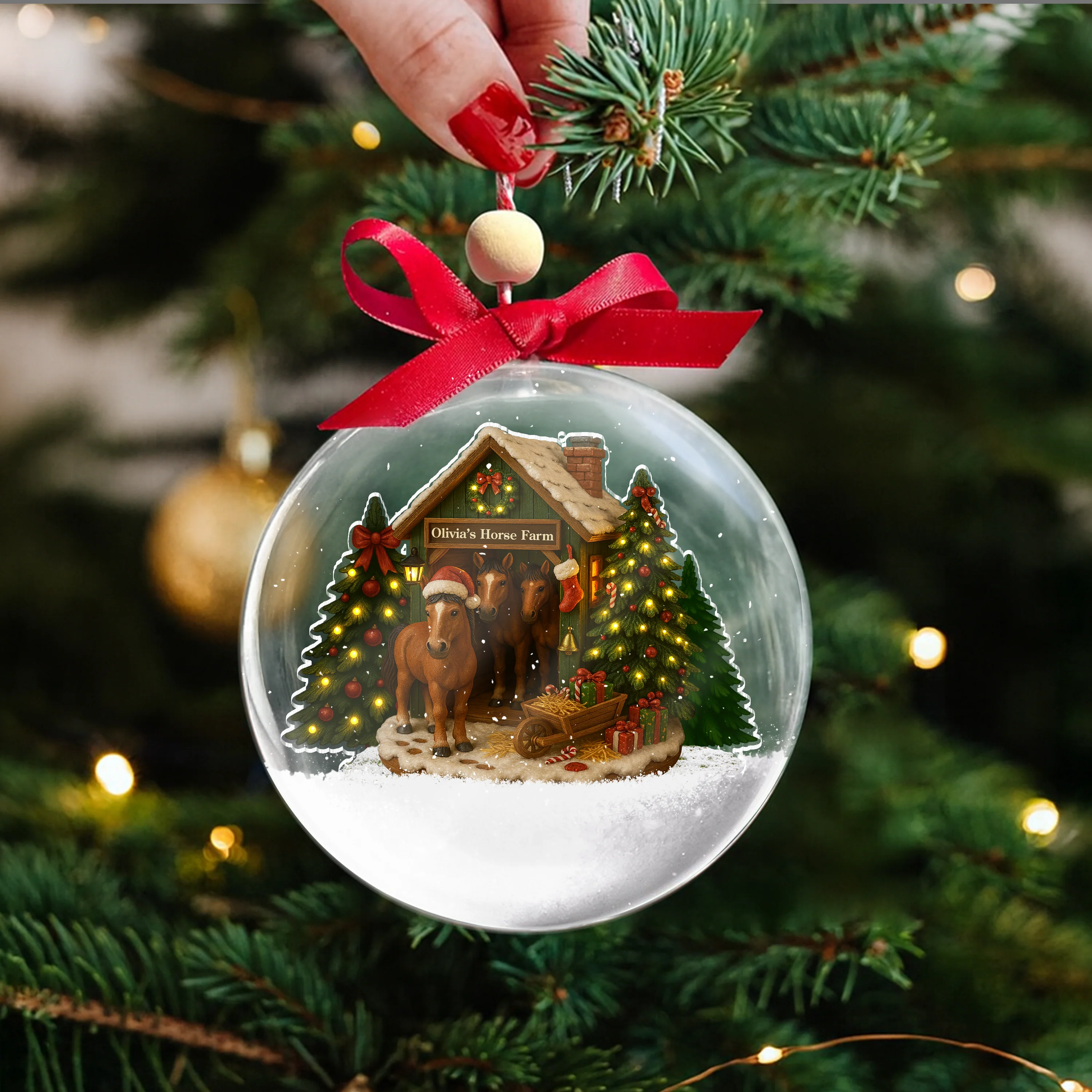 Custom Name Horse Farm 3D Ball Ornament – Christmas Gifts For Farmhouse LM32 897117 - Image 3