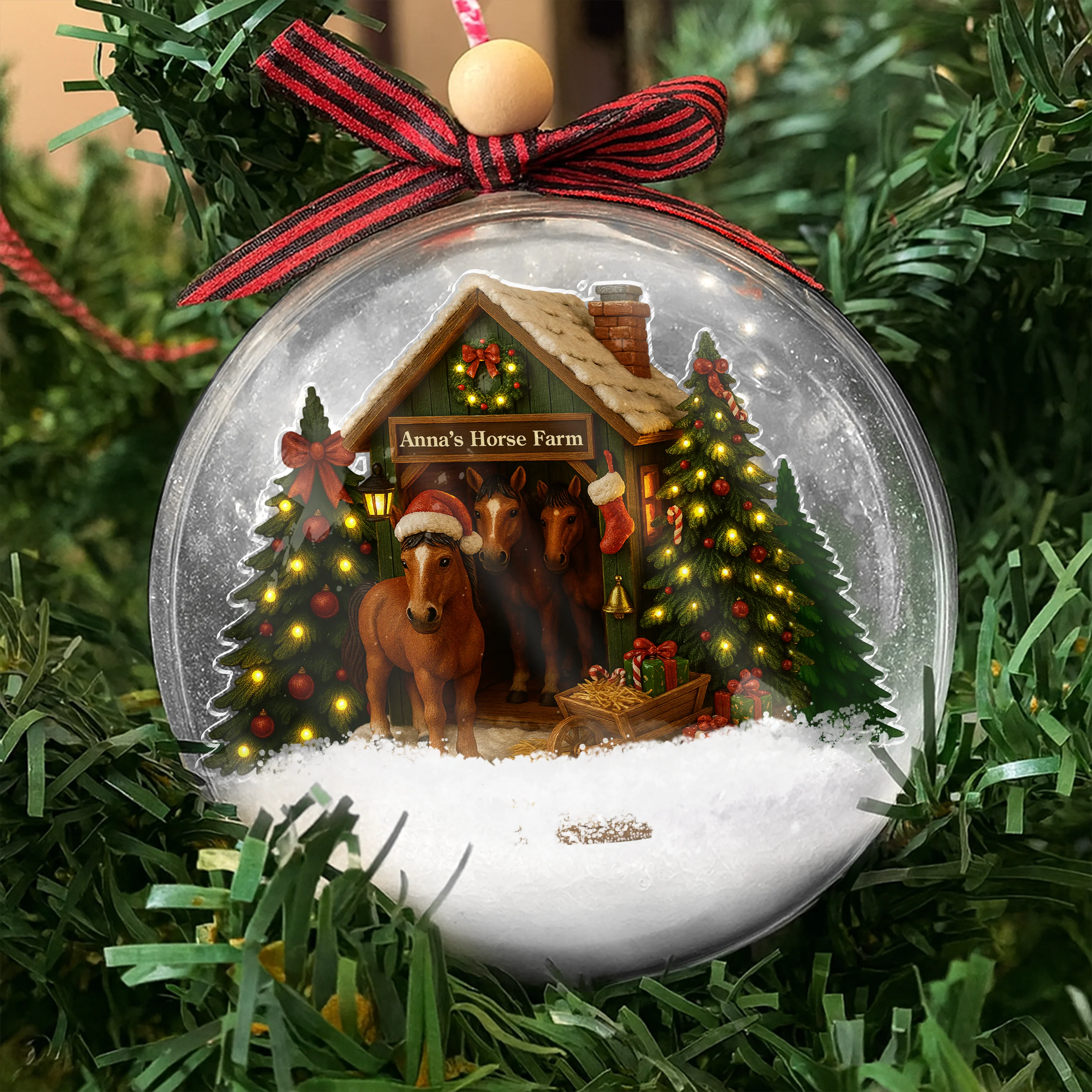 Custom Name Horse Farm 3D Ball Ornament – Christmas Gifts For Farmhouse LM32 897117 - Image 4