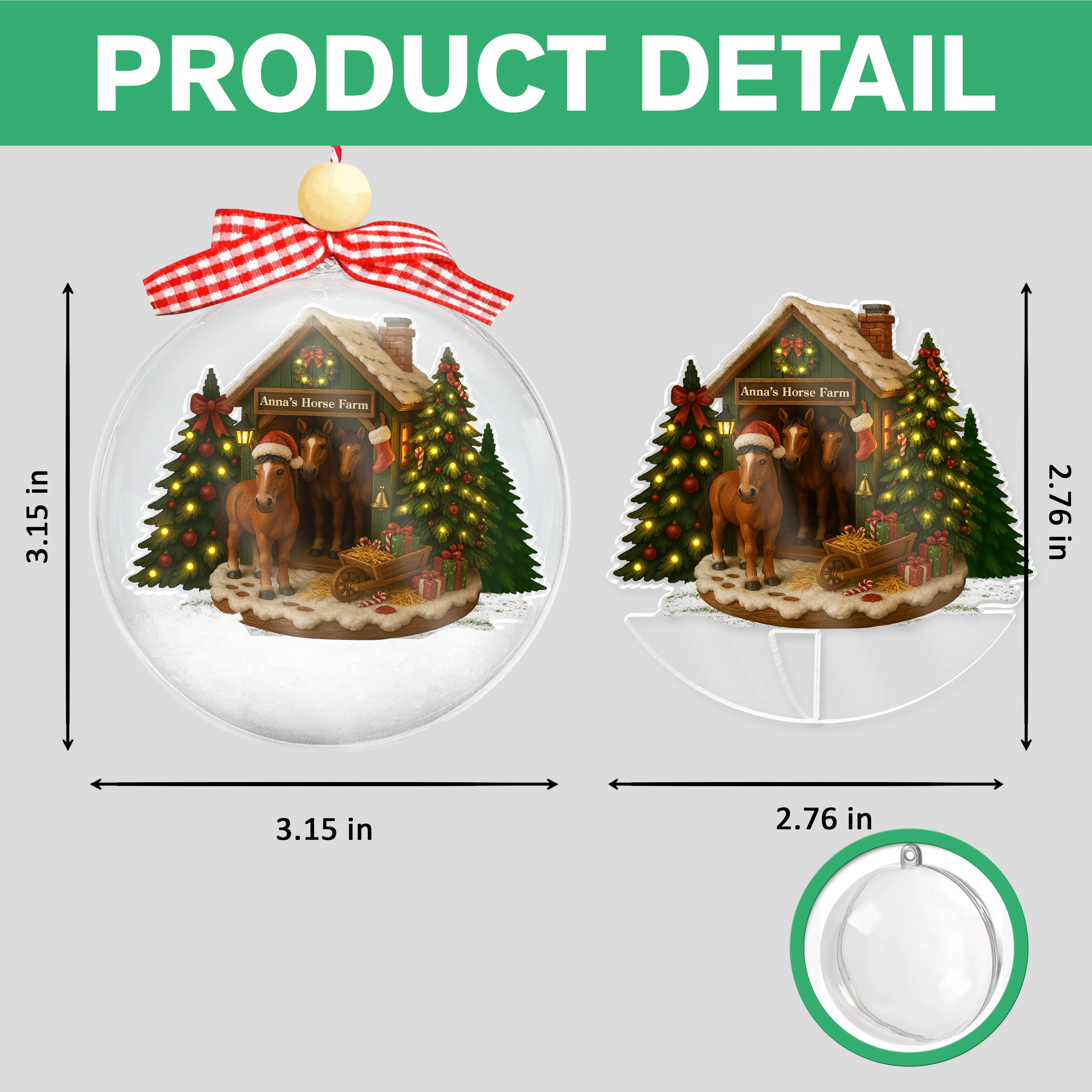 Custom Name Horse Farm 3D Ball Ornament – Christmas Gifts For Farmhouse LM32 897117 - Image 7