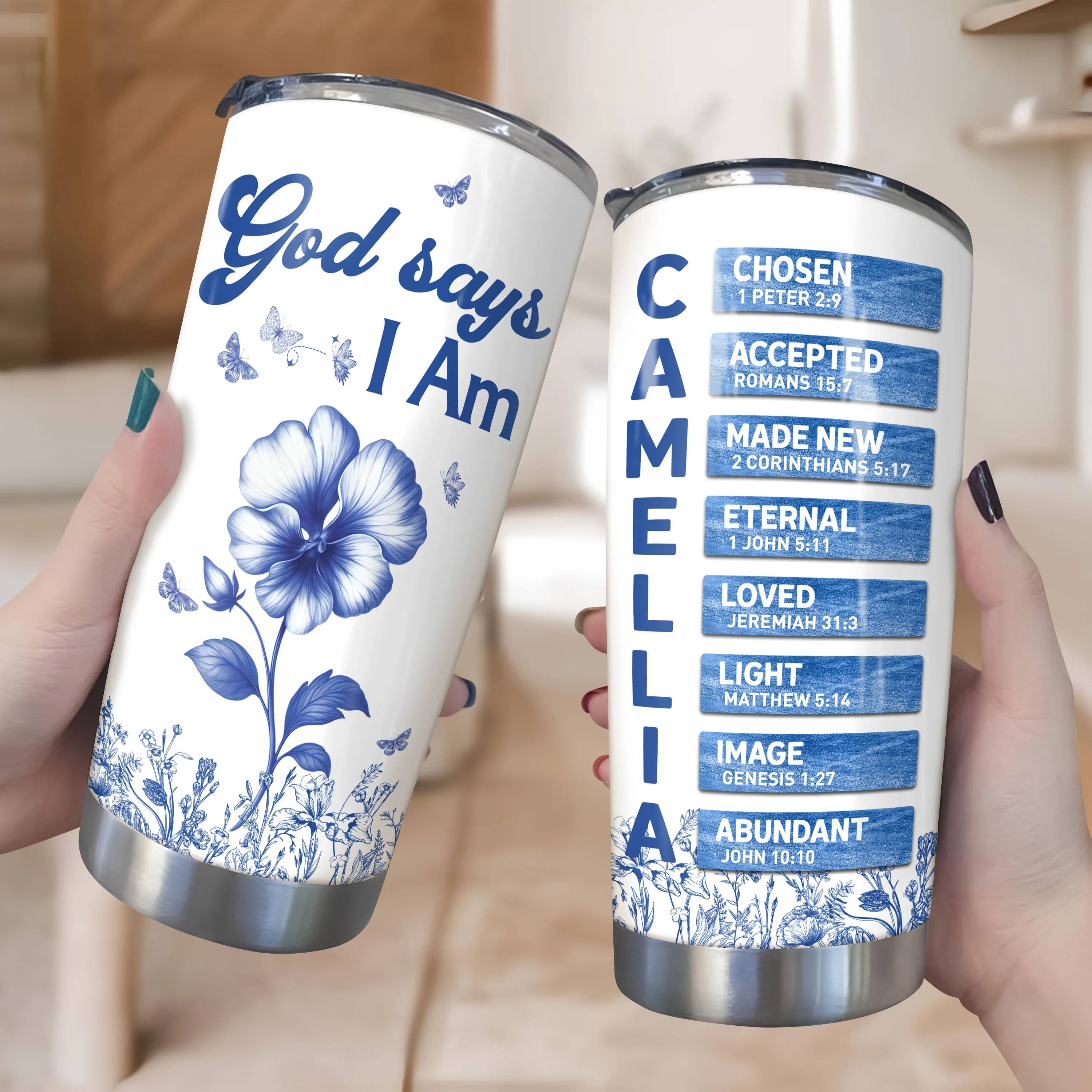 Custom Name Letter And Flower Toile De Jouy Style God Says I Am Fat Tumbler LM32 895357 - Image 10