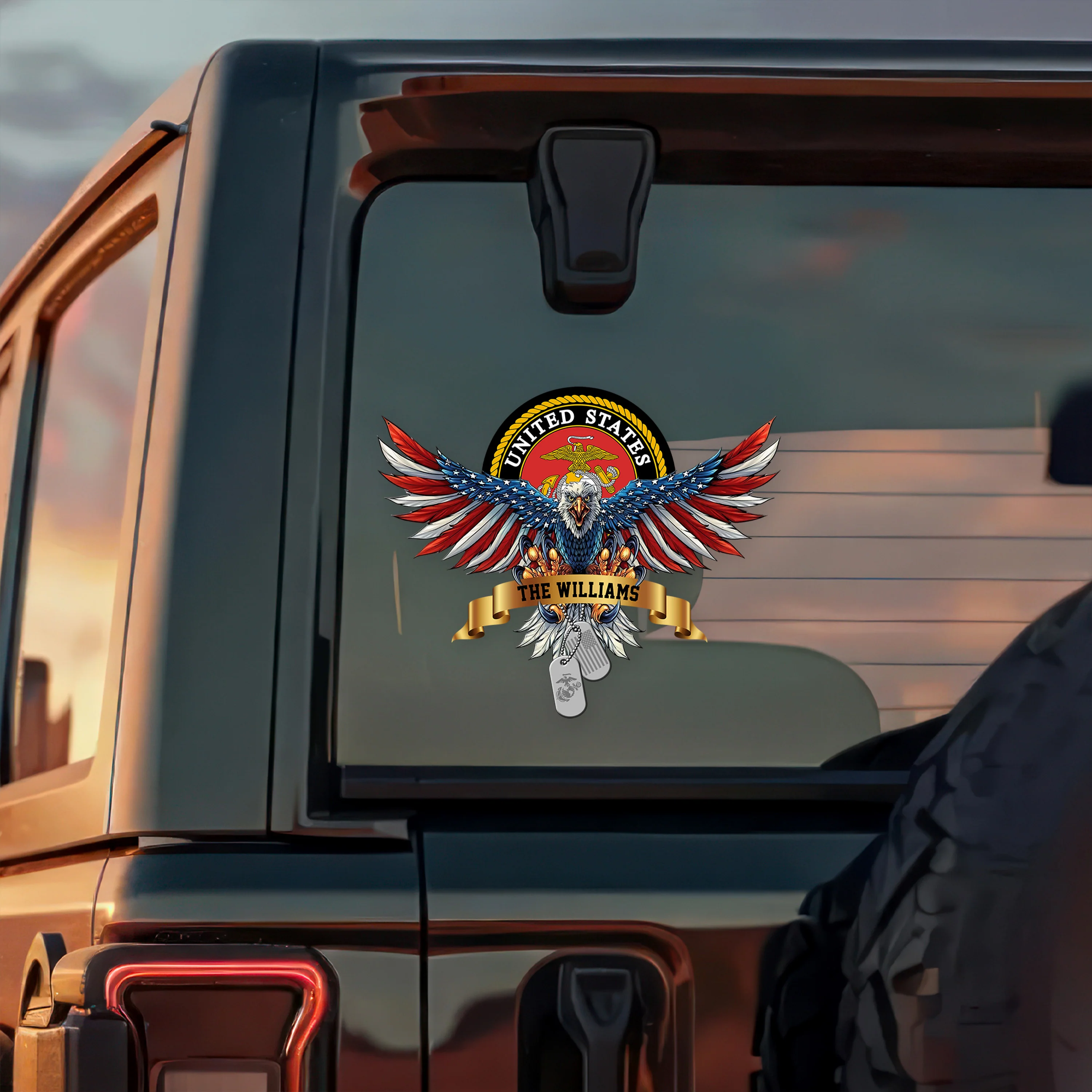 Custom Name USA Bald Eagle with Flag Sign Independence Day Car Window Decal Sticker LM32 897897 - Image 2