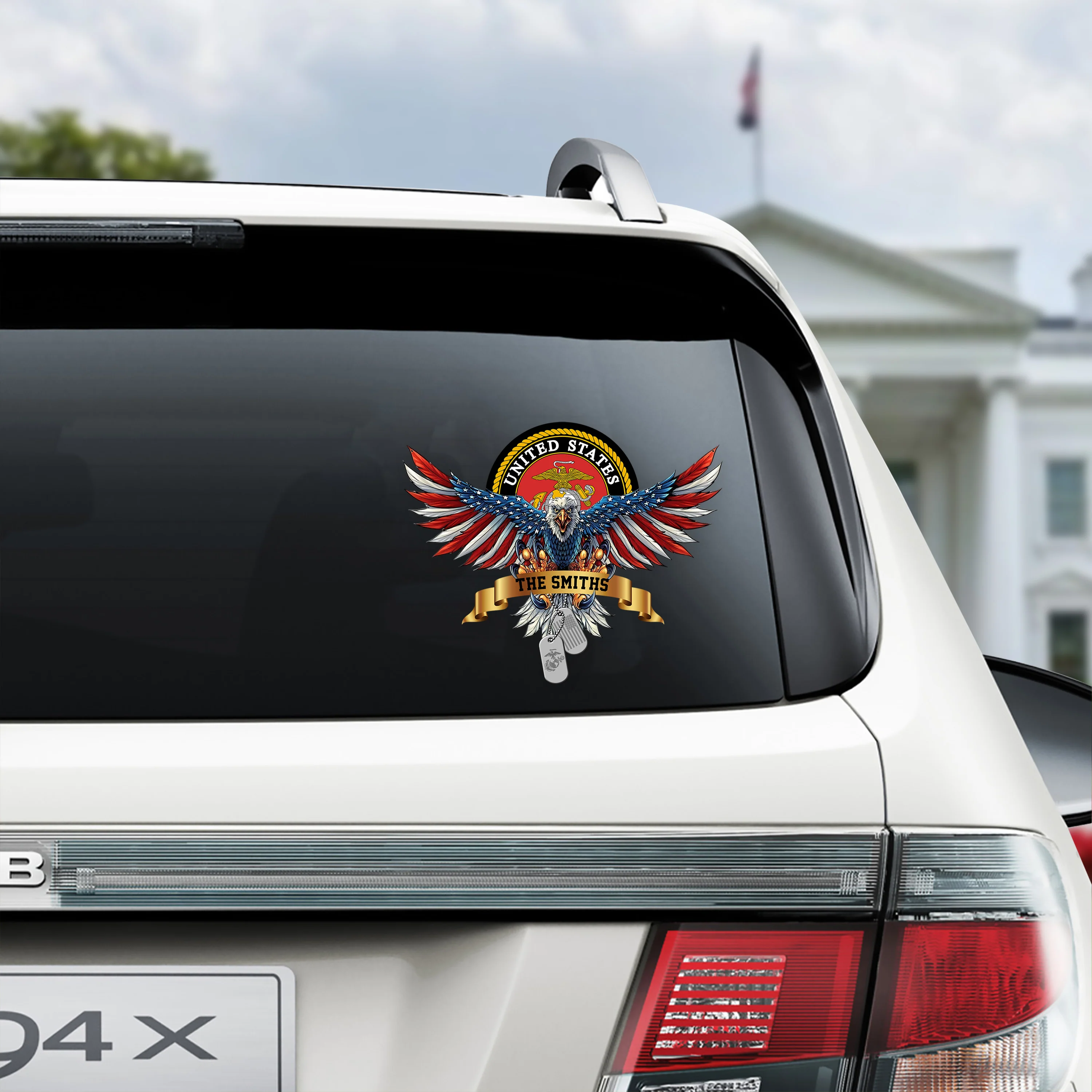 Custom Name USA Bald Eagle with Flag Sign Independence Day Car Window Decal Sticker LM32 897897 - Image 3