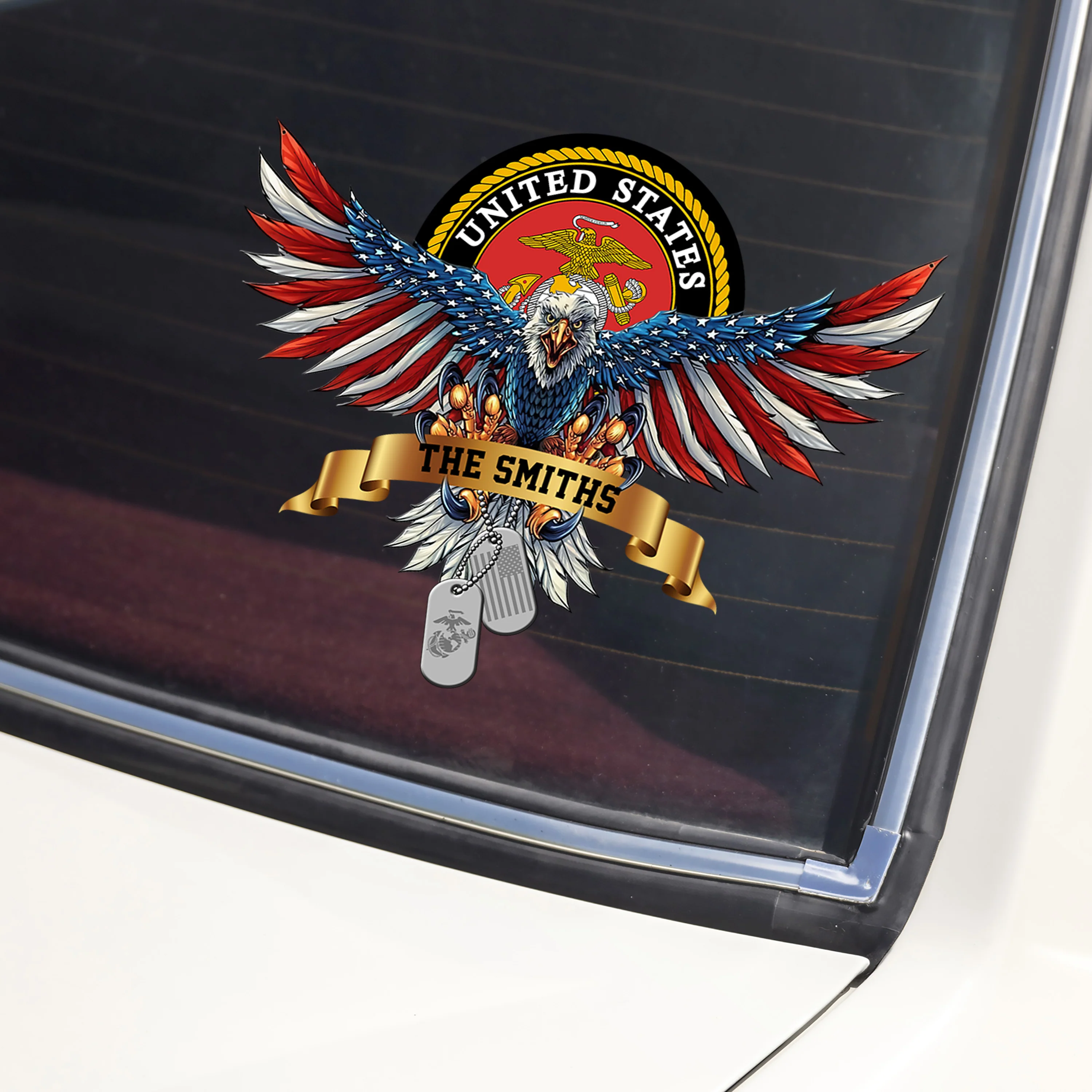 Custom Name USA Bald Eagle with Flag Sign Independence Day Car Window Decal Sticker LM32 897897 - Image 4