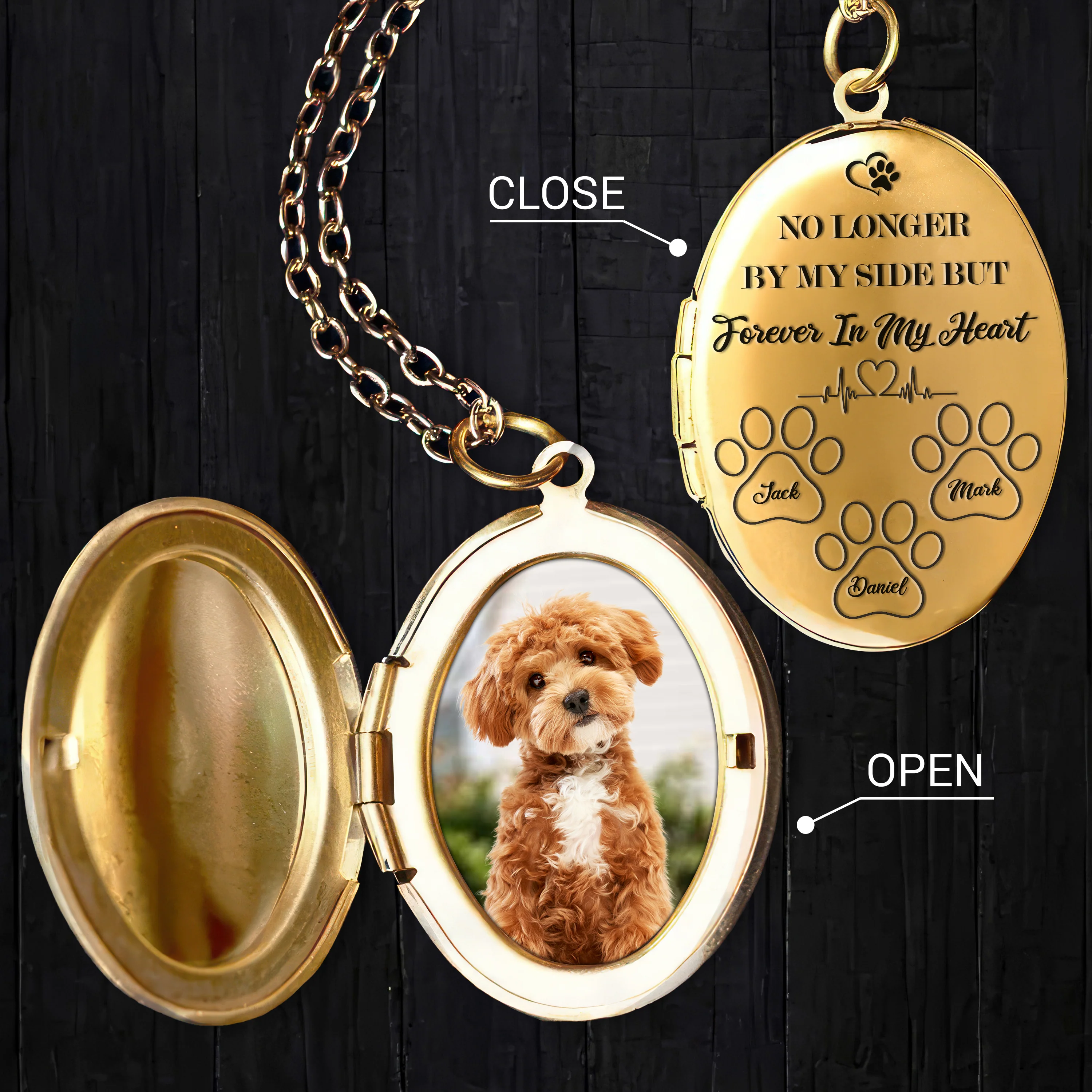 Custom Pet Photo You Left Paw Prints On My Heart Memorial Locket Necklace LM32 893323 - Image 6