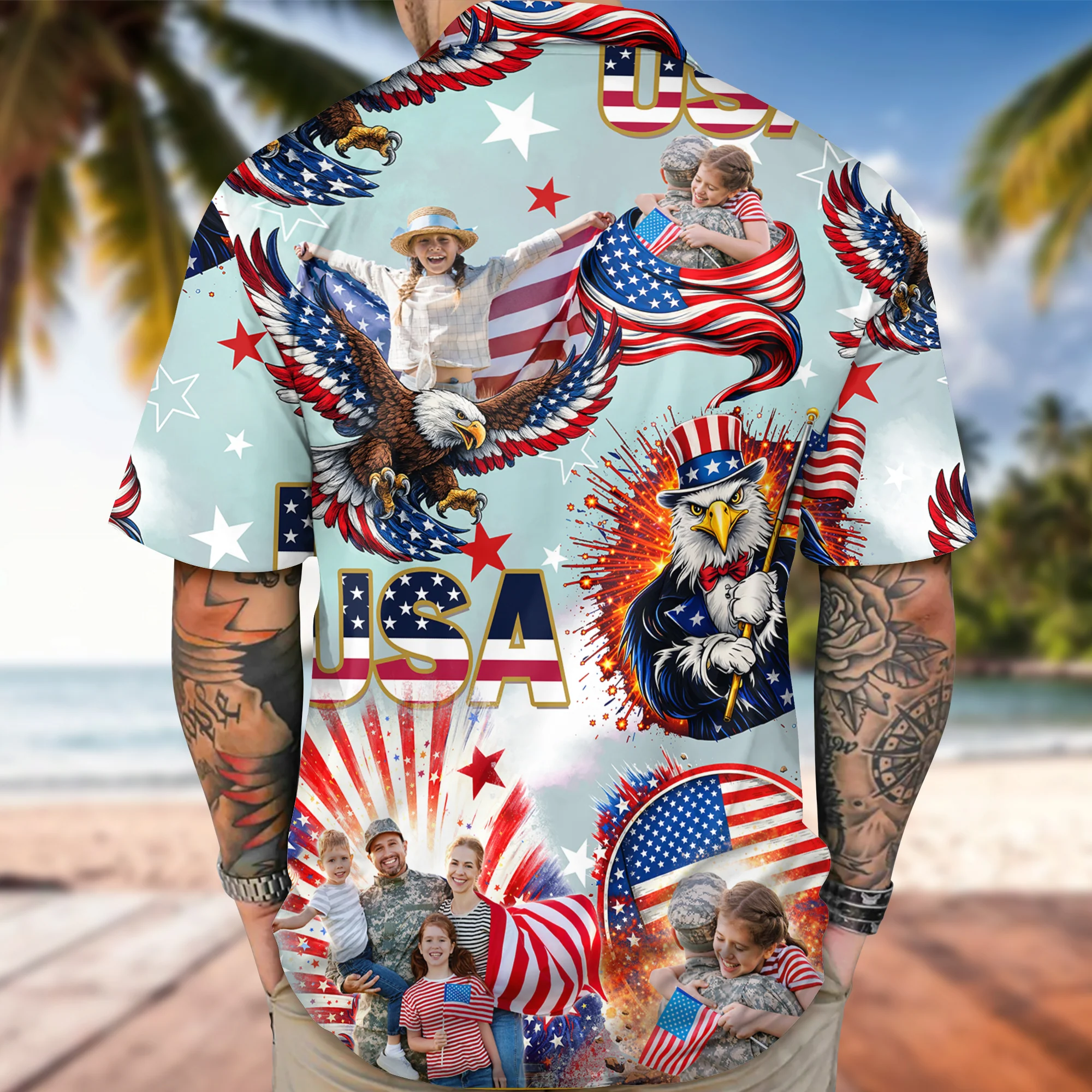 Custom Photo 4th of July America Flag Bald Eagle Hawaiian Shirt LM32 897917 - Image 6