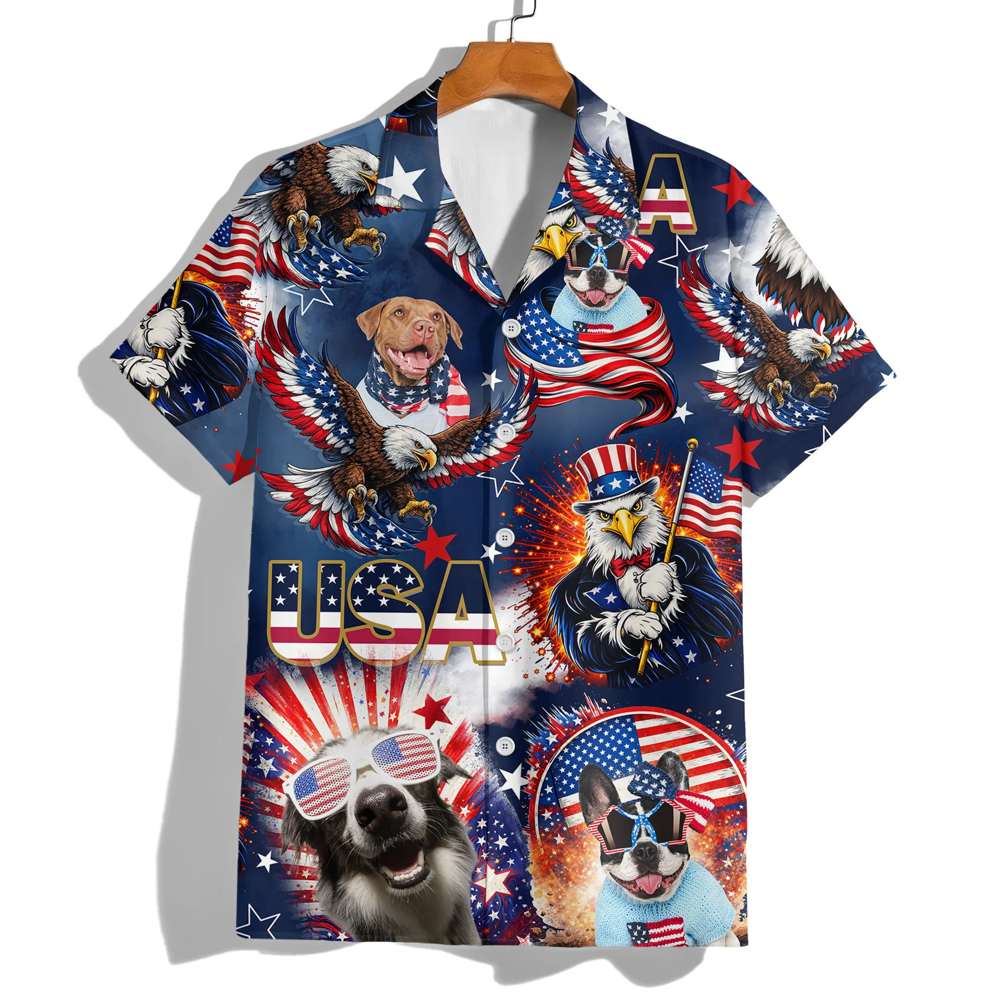 Custom Photo 4th of July America Flag Bald Eagle Hawaiian Shirt LM32 897917 - Image 8