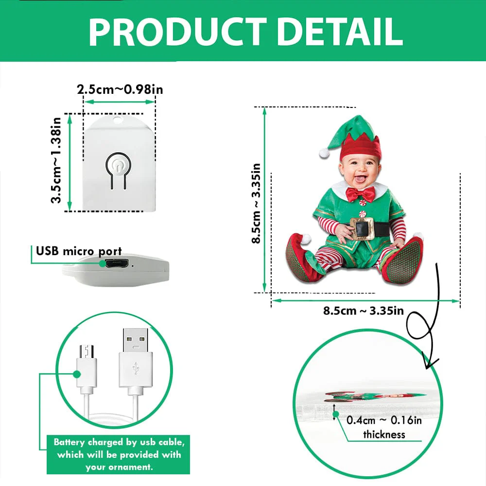 Custom Photo Adorable Newborn Baby Elf Led Acrylic Ornament HA75 891881 - Image 4