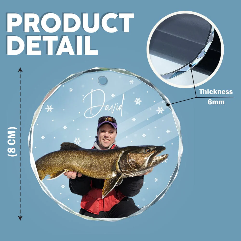 Custom Photo and Name For Fishing Lovers, Christmas Glass Ornament HA75 891777 - Image 4