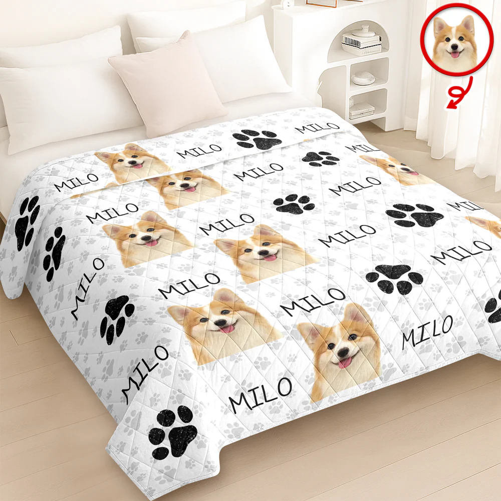 Custom Photo And Name On Quilt Blanket For Dog Lover LM32 897303 - Image 2