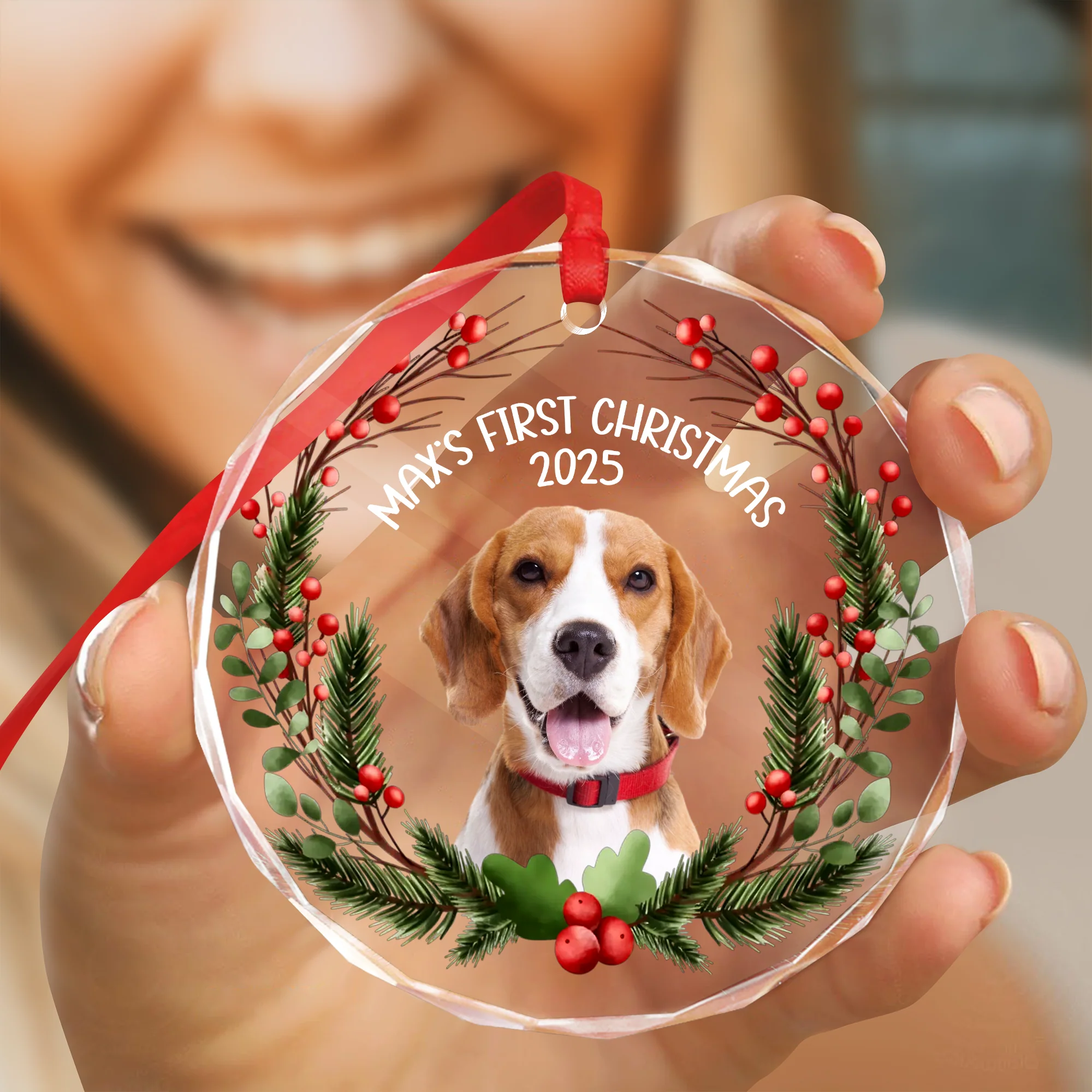 Custom Photo Baby Dog First Christmas 2025 Glass Ornament For Dog Lovers LM32 897103 - Image 6