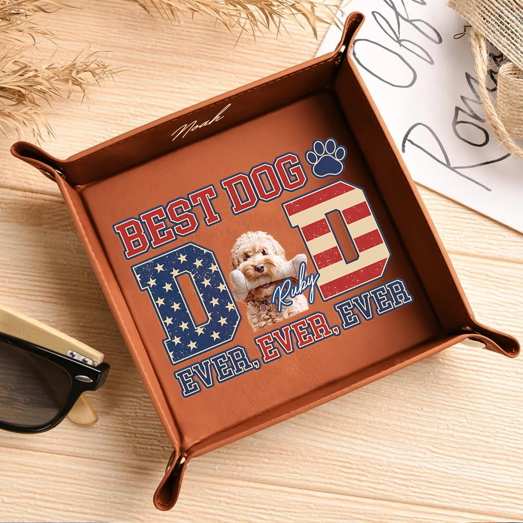 Custom Photo Best Dog Dad Ever Ever Ever Leather Valet Tray LM32 893613 - Image 6