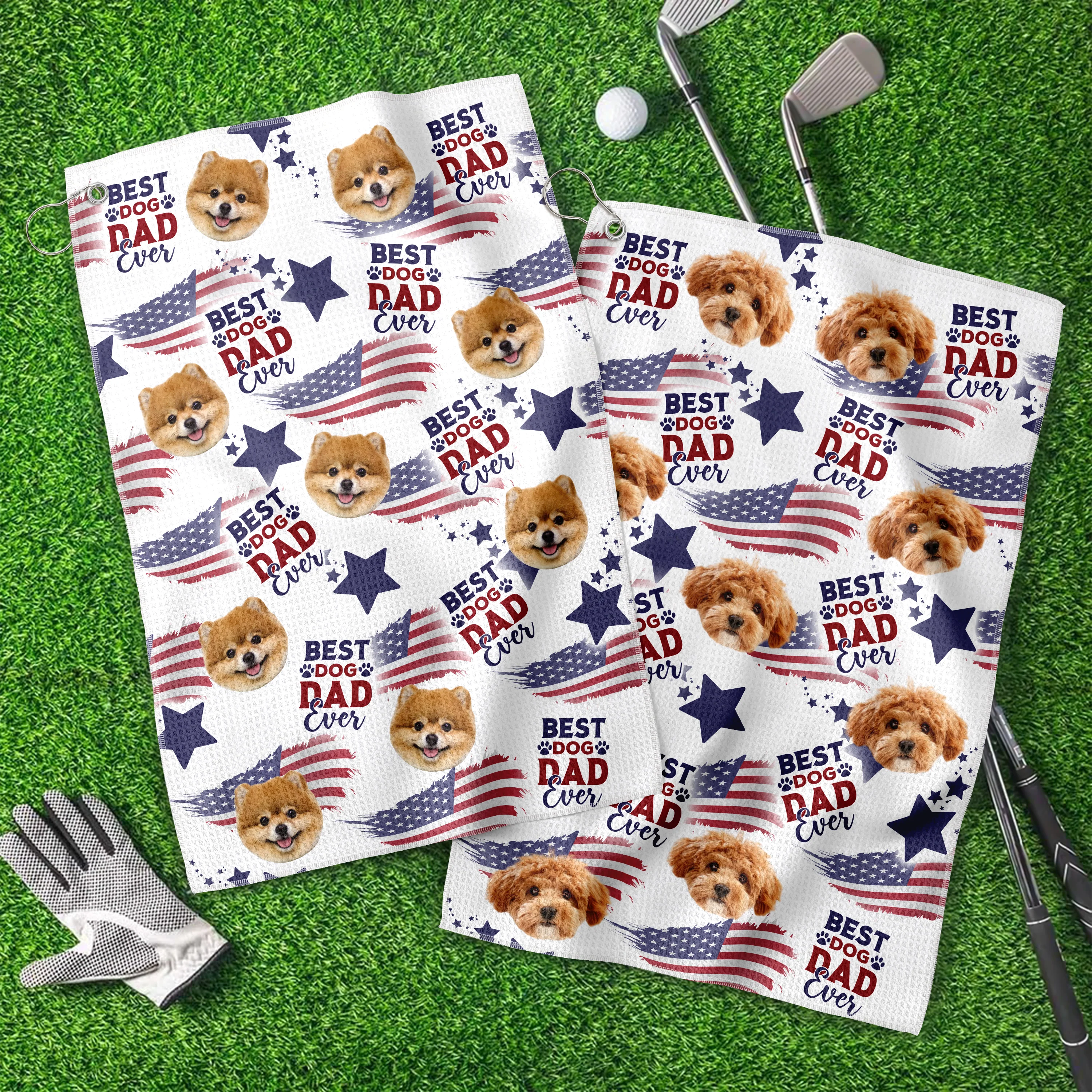 Custom Photo Best Dog Dad, Mom Ever USA Flag Dog, Cat Golf Towel LM32 893641 - Image 6