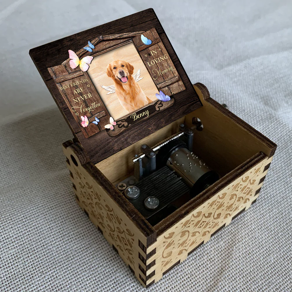Custom Photo Best Friends Are Never Forgotten Dog Memorial Music Box LM32 893201 - Image 3