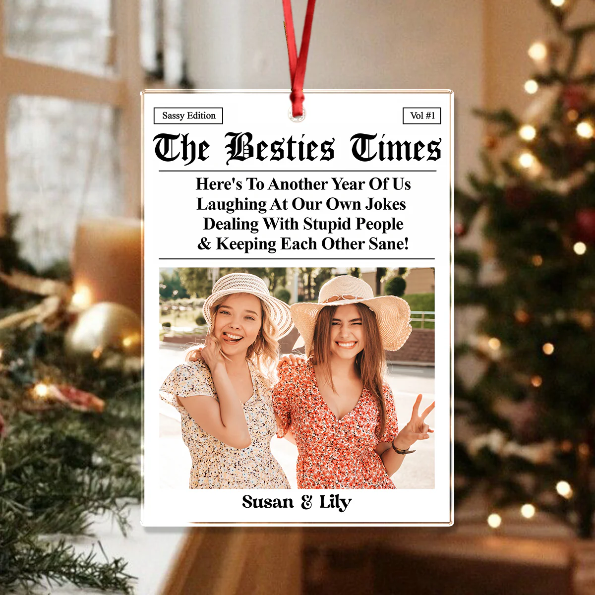 Custom Photo Bestie Time Here's To Another Year Of Us Newspaper Acrylic Ornament LM32 895435 - Image 4