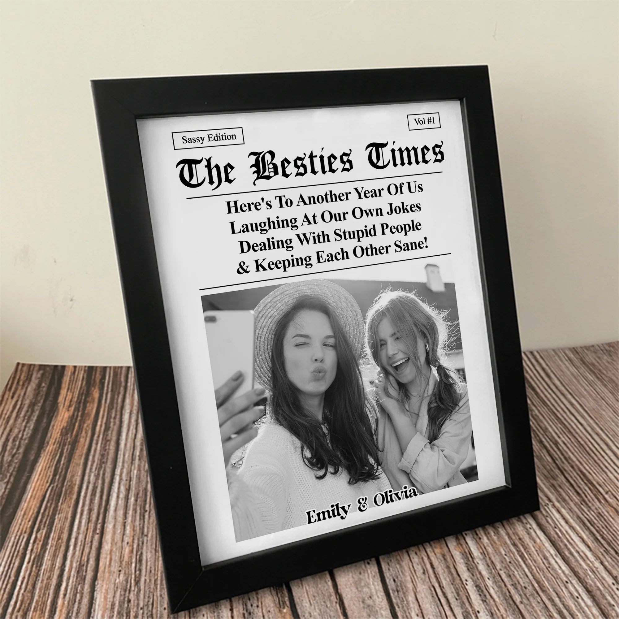 Custom Photo Bestie Time Here's To Another Year Of Us Newspaper Picture Frame LM32 895437 - Image 3