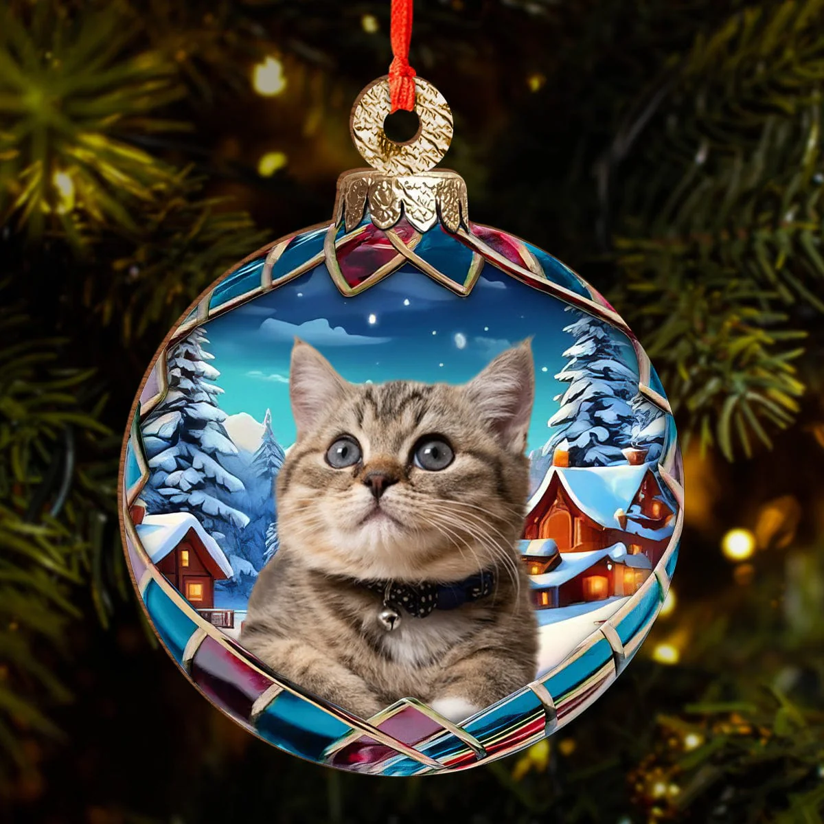 Custom Photo Cat Wood Ornament For Christmas, Cat Lovers HA75 891893