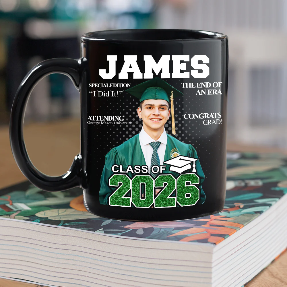 Custom Photo Congrats Class Of 2026 Magazine Graduation Gift Black Mug LM32 899367 - Image 7