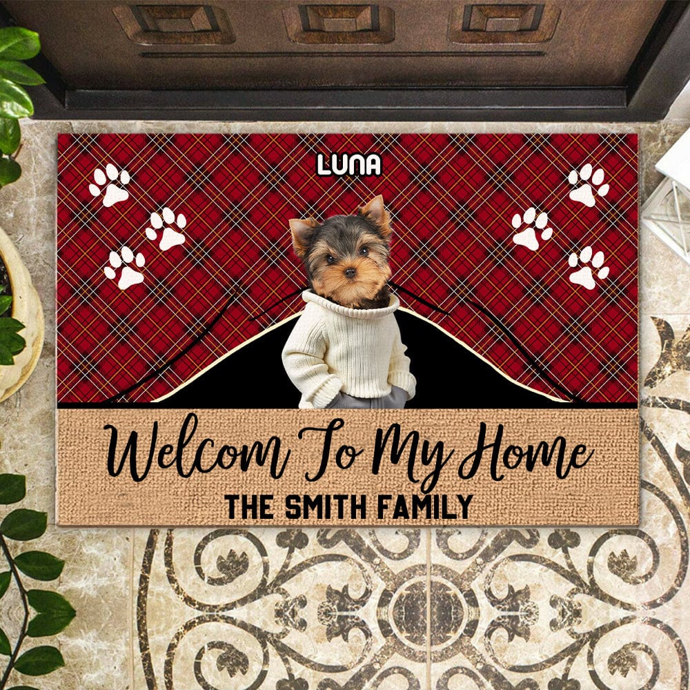 Custom Photo Cute Dog Cat Welcome To Our Home Doormat LM32 893065 - Image 4
