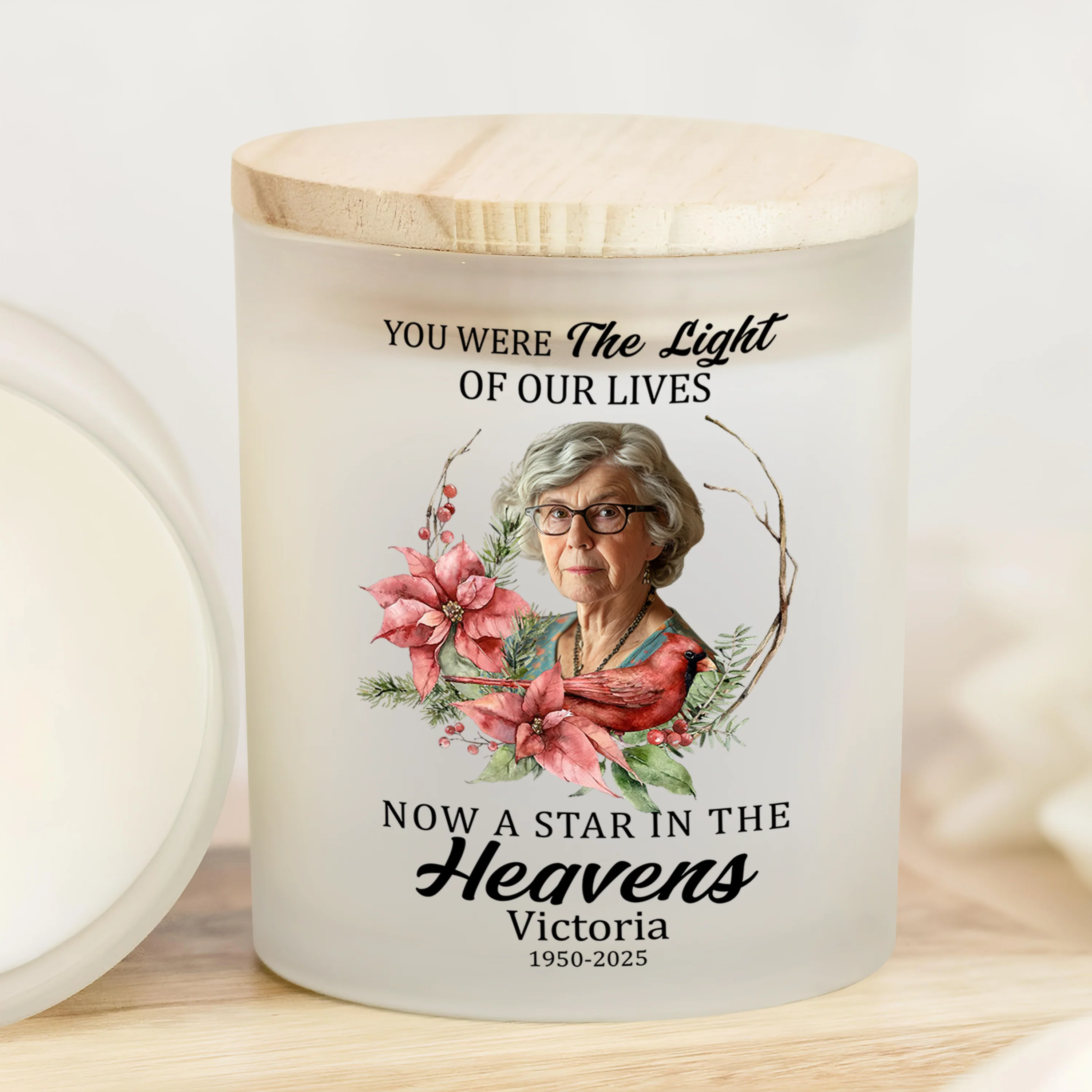 Custom Photo Dad Mom In Heaven Memorial Glass Jar With LED Candle LM32 893495 - Image 3