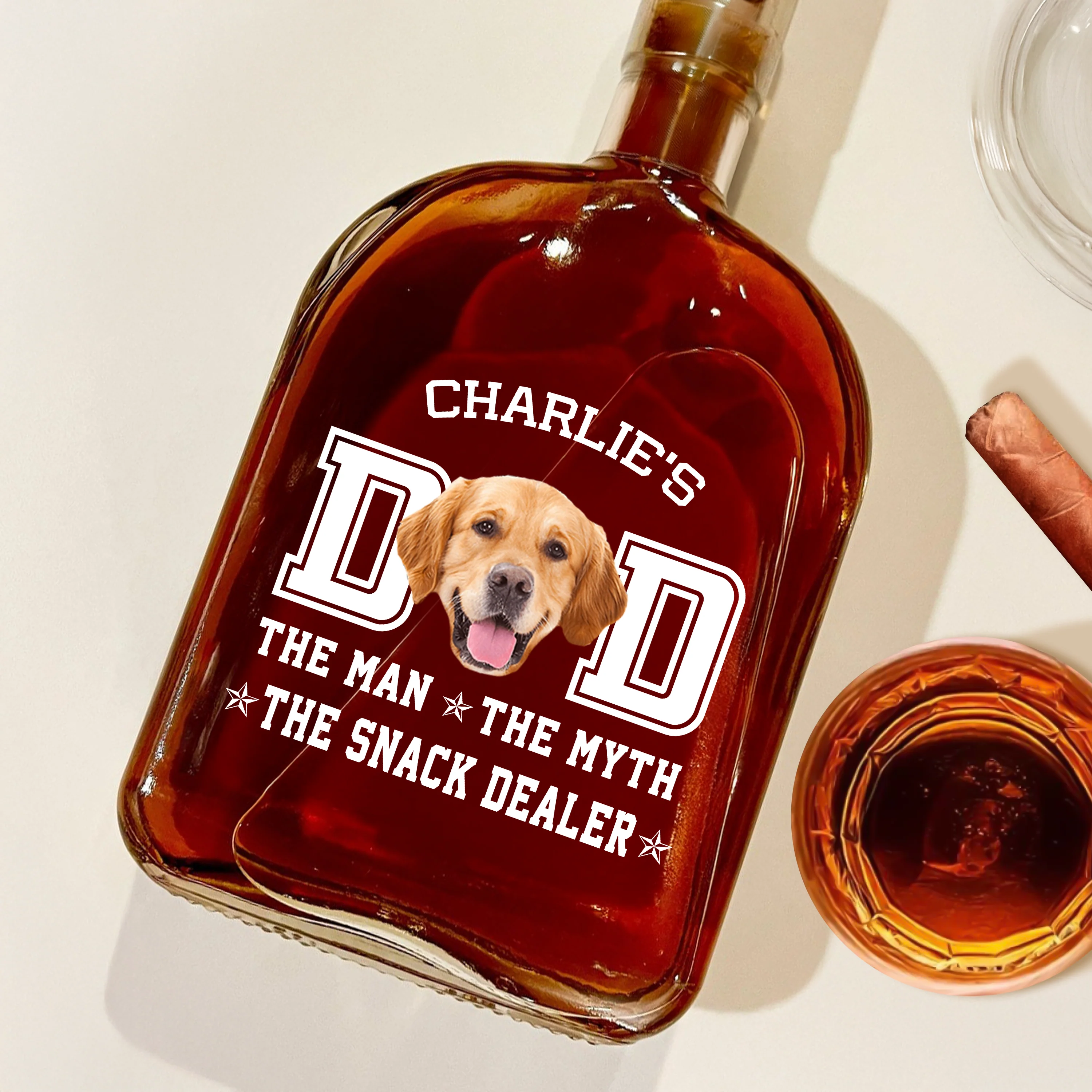 Custom Photo Dog Dad The Man The Myth The Snack Dealer Whiskey Bottle LM32 893597 - Image 5