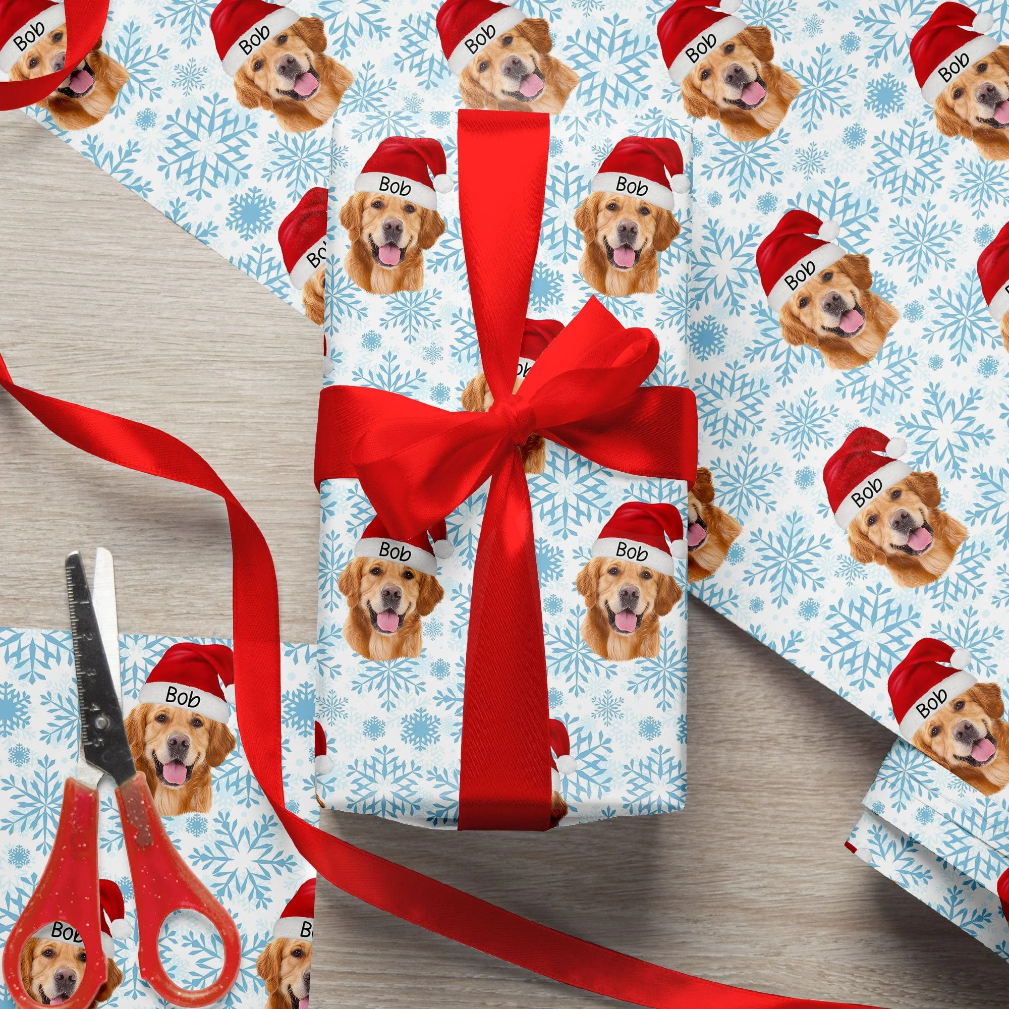 Custom Photo Dog Christmas Cute Wrapping Paper For Dog Lovers LM32 891969 - Image 3